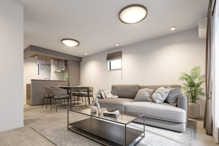 玉善の新築建売住宅、港区七番のリビングの完成予想CG図