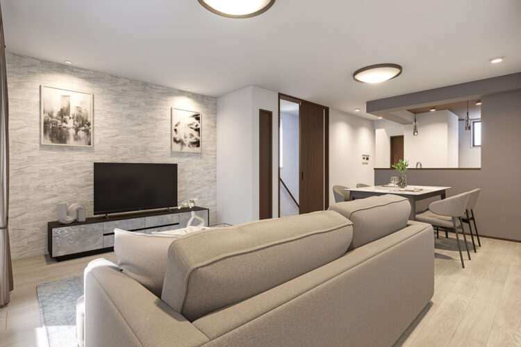 玉善の新築建売住宅、港区七番のリビング完成予想図