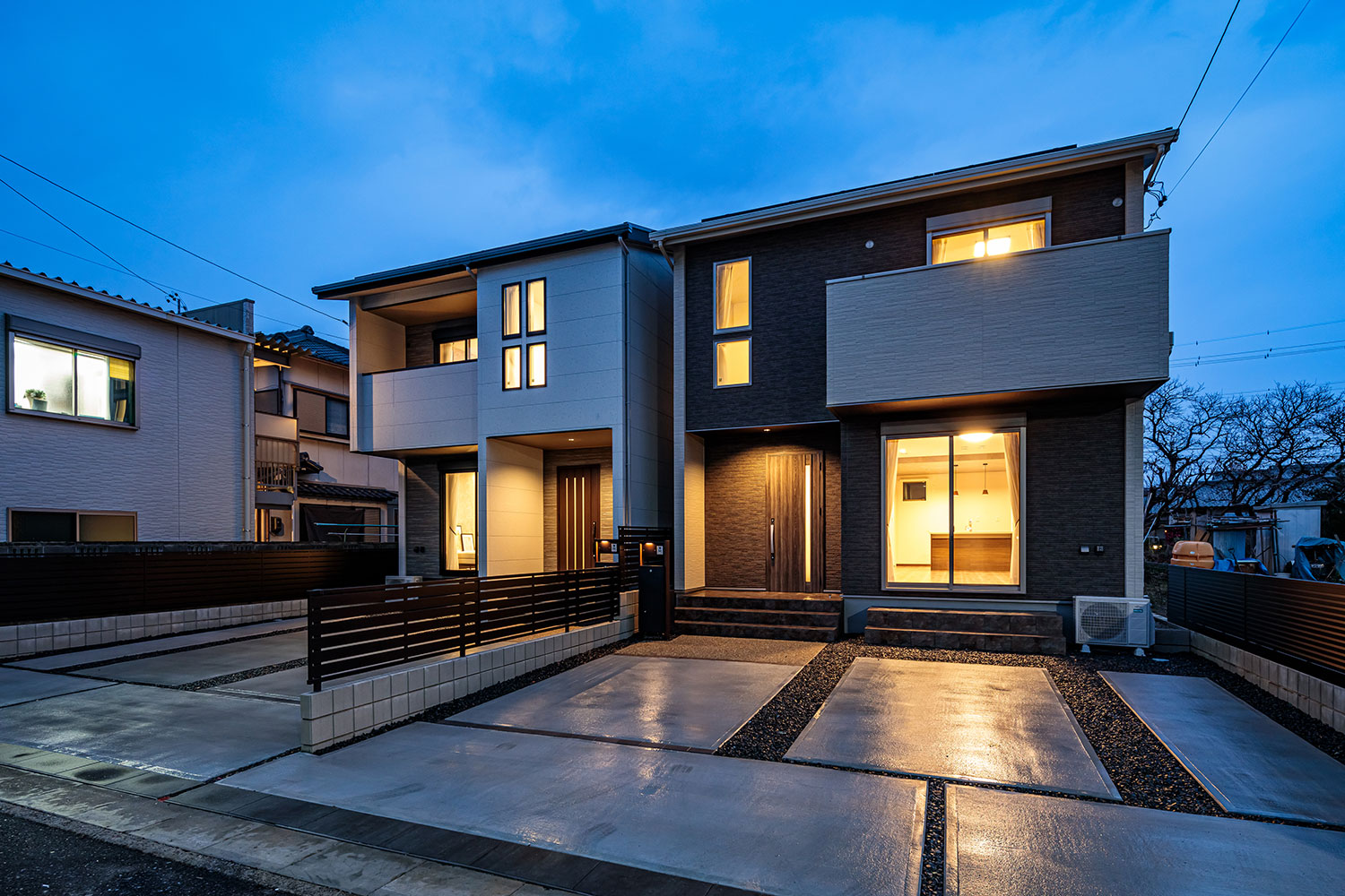 左からT-4（ご成約済み）、T-3／Jスーパーやドラッグストア、公園が徒歩10分圏内に揃う充実の住環境が揃っています。