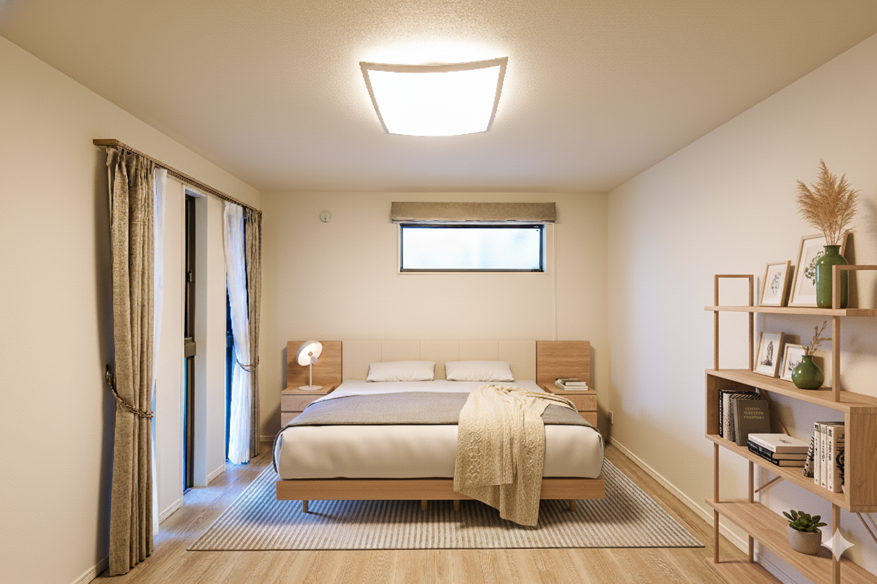 1階主寝室／どんなテイストにも自然になじみ、お好みに合わせて自由にコーディネートを楽しんでいただける主寝室です。※家具CG