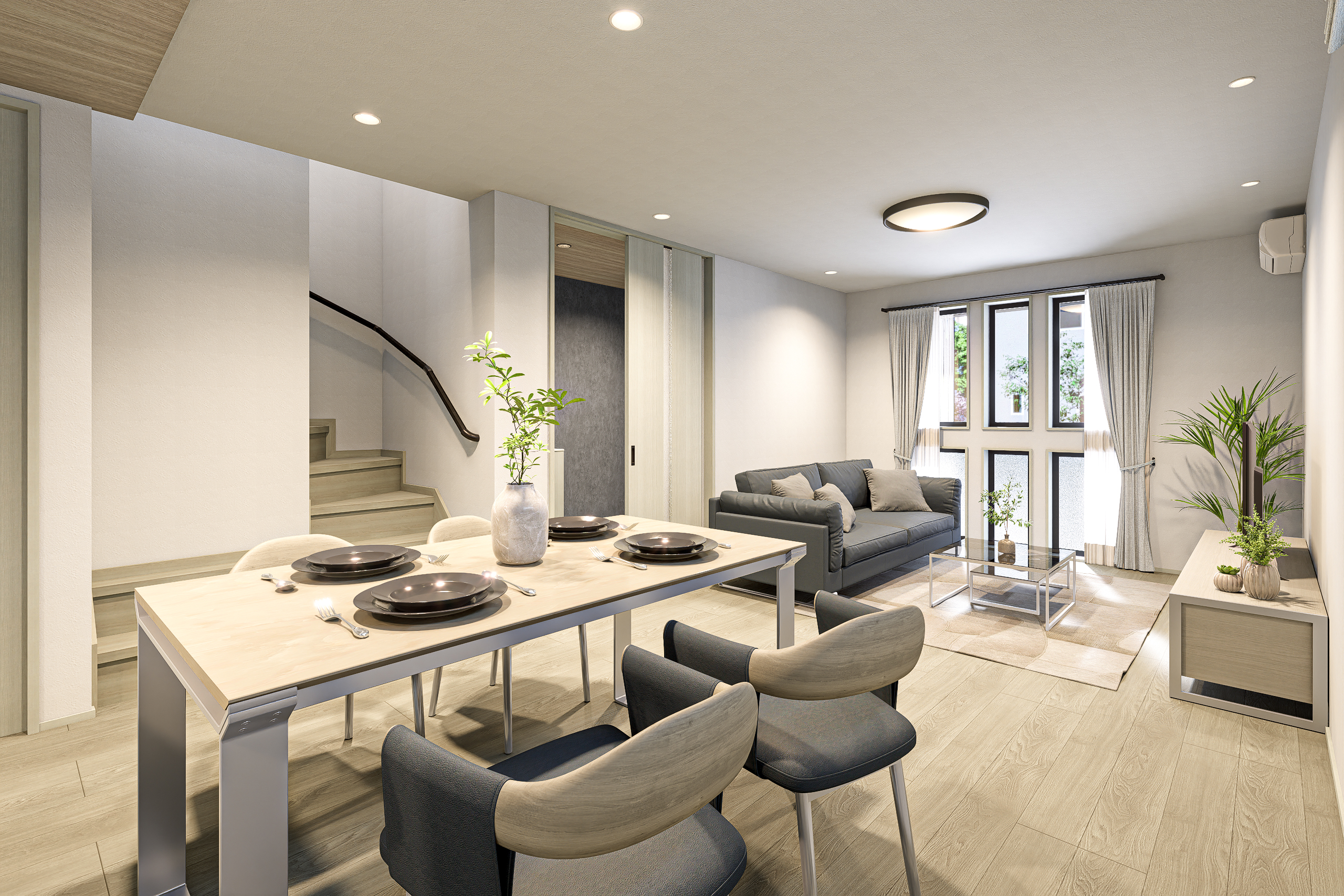 T-4完成予想図/空調&床暖房の合わせ技で、家族みんなが心からリラックスできる空間が実現