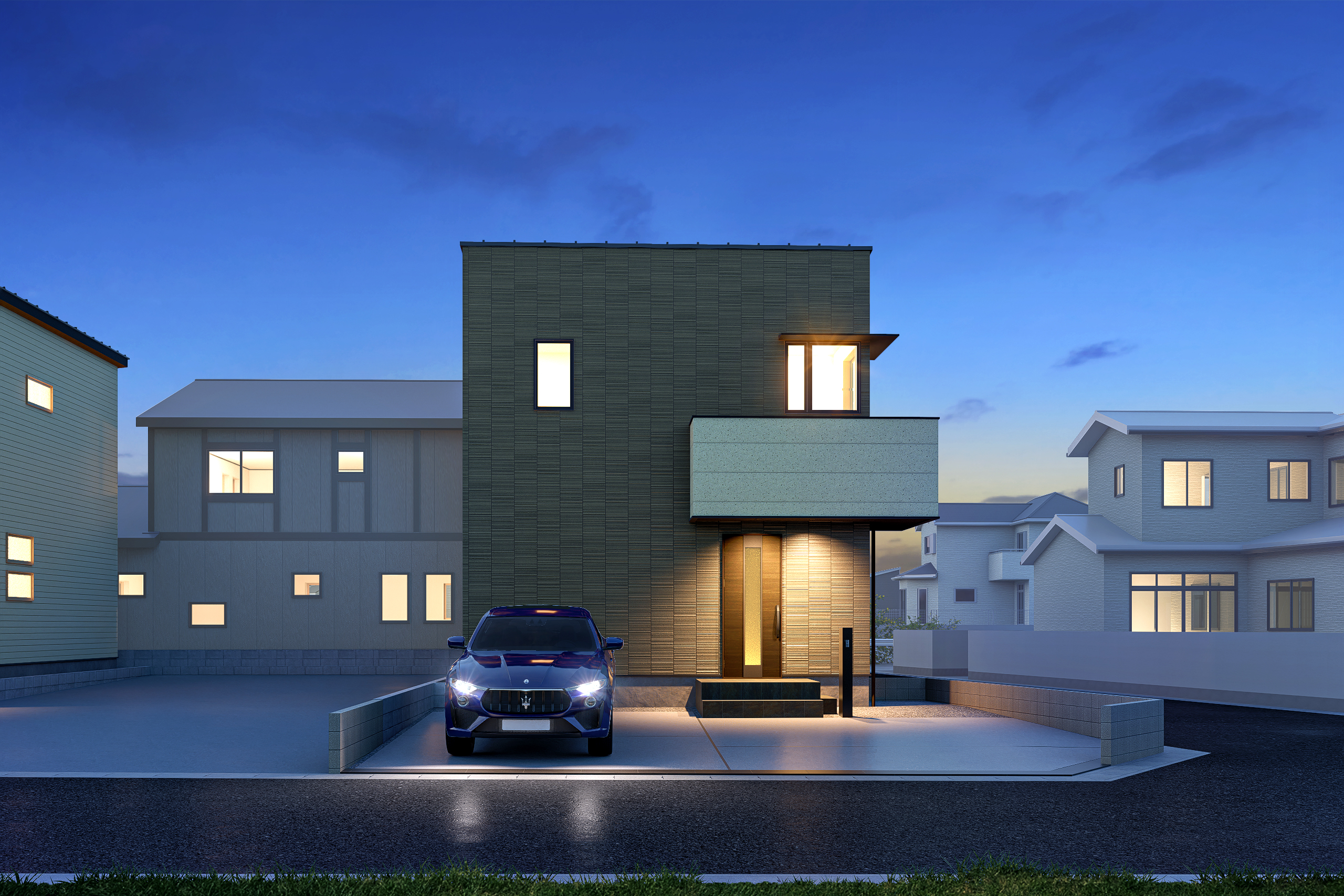 T-1／帰宅する家族をやさしく迎えるアプローチライトが、日常に特別なひとときを演出。 ※イメージとなります