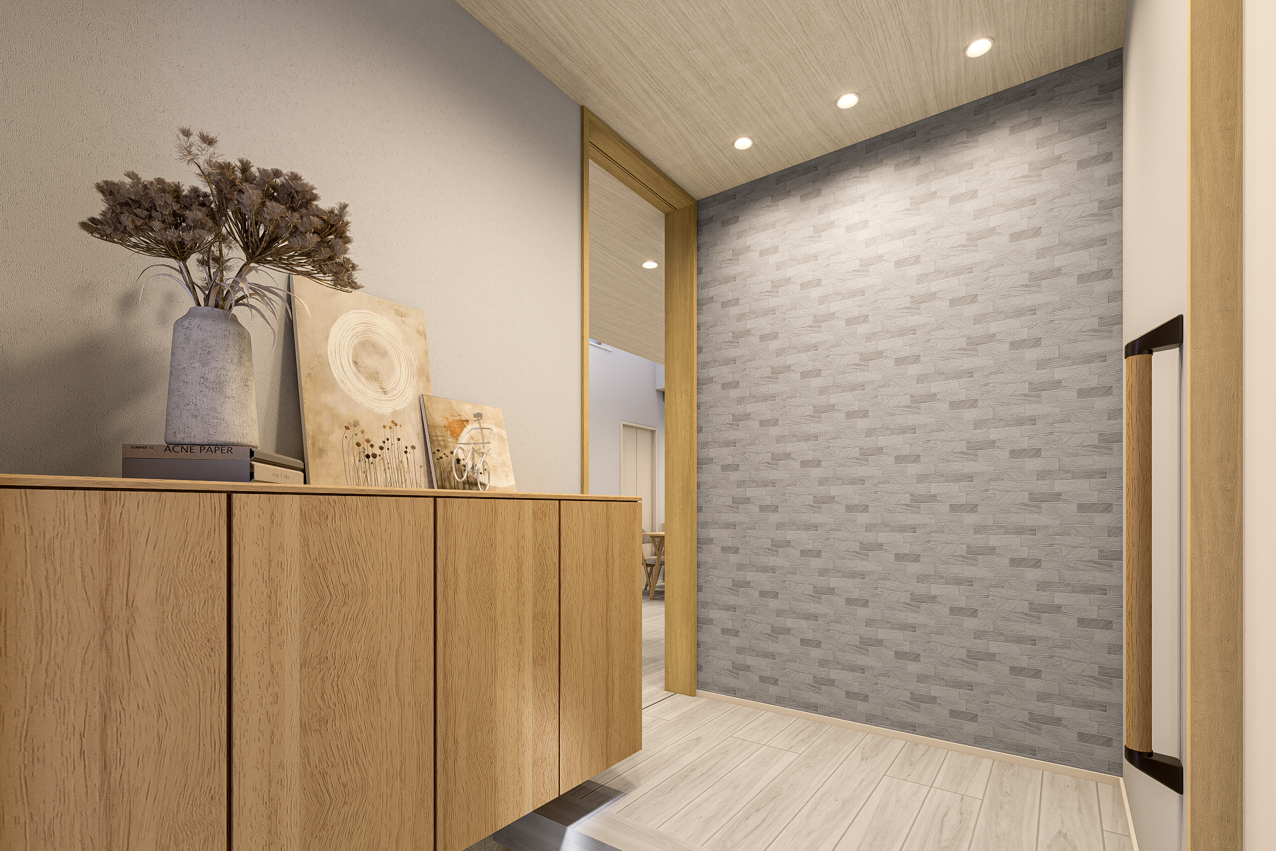 T-3／ナチュラルな装いに安心の手すり付き。永く住まうことを前提とし、バリアフリーにも配慮した安心仕様です。 ※イメージとなります