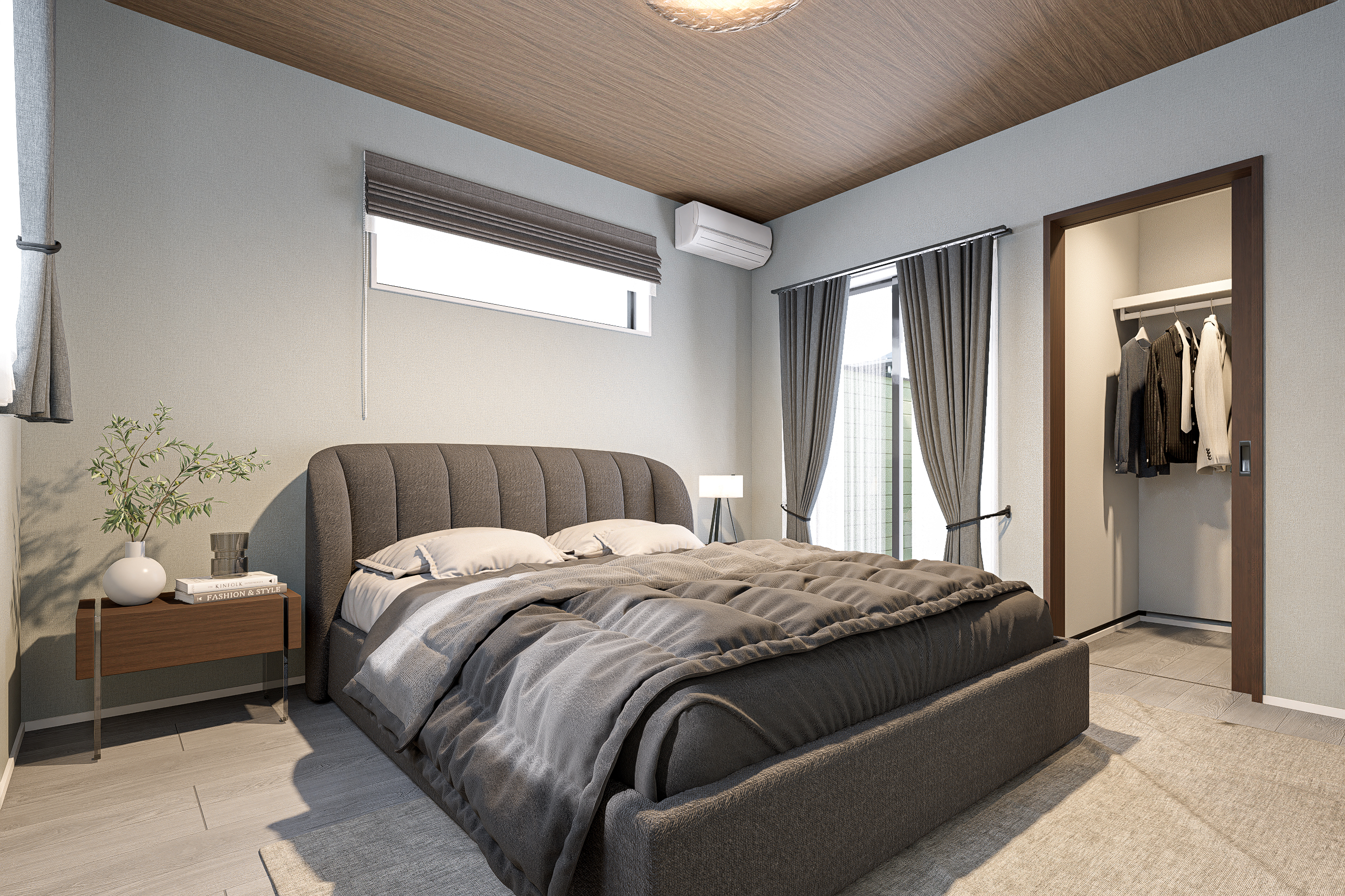 T-4／ふと見上げれば、優しい木の温もり。木目調の天井が落ち着きを演出し、心から寛げるプライベート空間です。