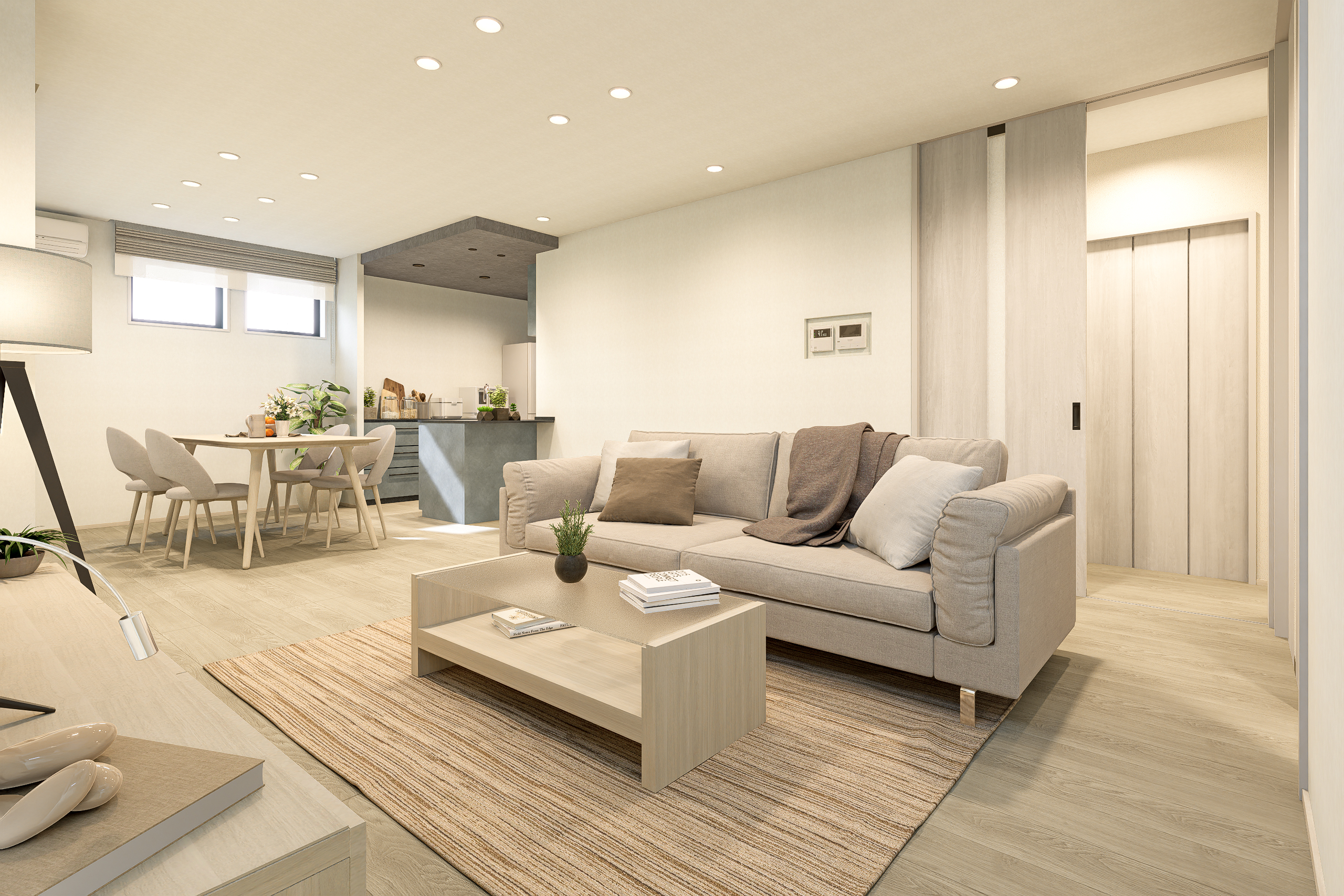 T-2／暮らしやすい1階リビング設計！南向きに設けた上部吹抜けが明るく開放的に。陽光が満ちる空間で、心地よい毎日を実現します。