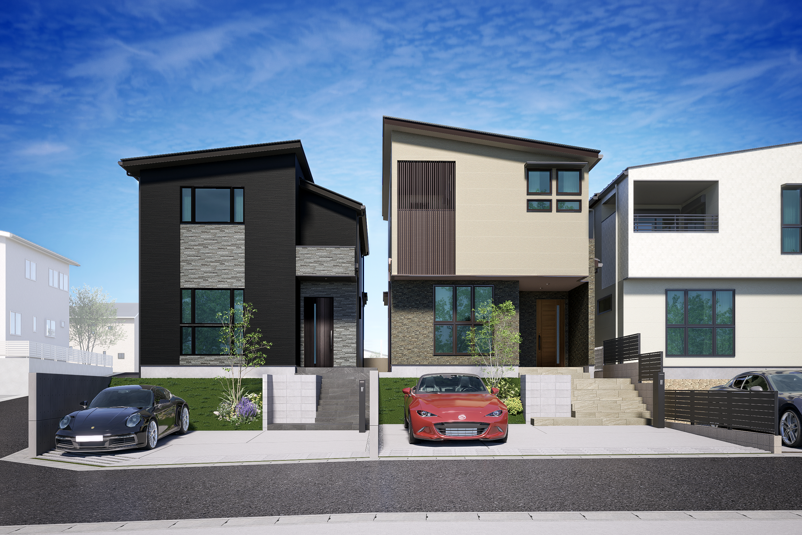 T-6、T-5／ゆとりの2台駐車スペースを確保。家族の車はもちろん、来客時も安心です。