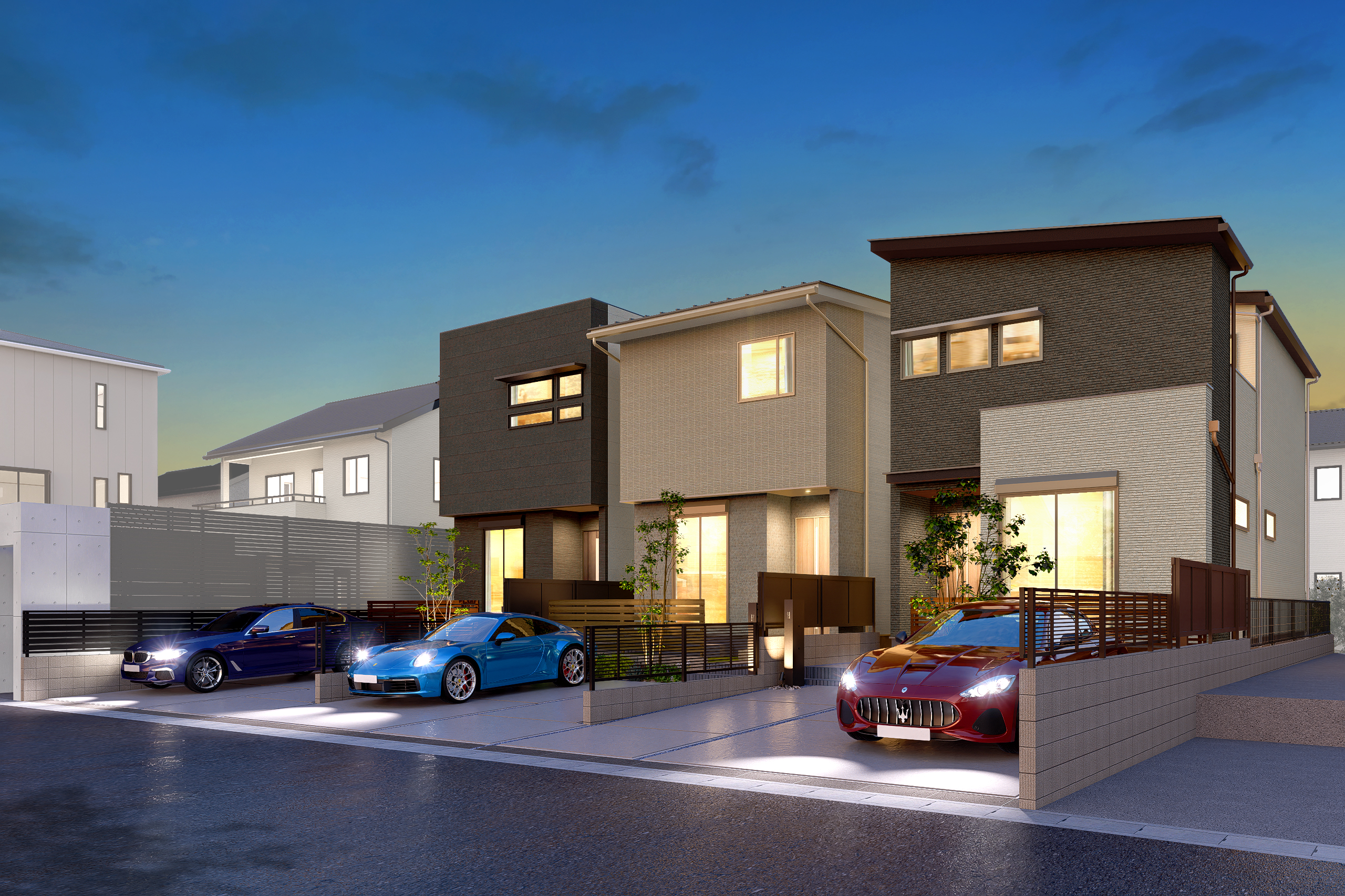 T-1、T-2、T-3/夜間外観完成イメージ