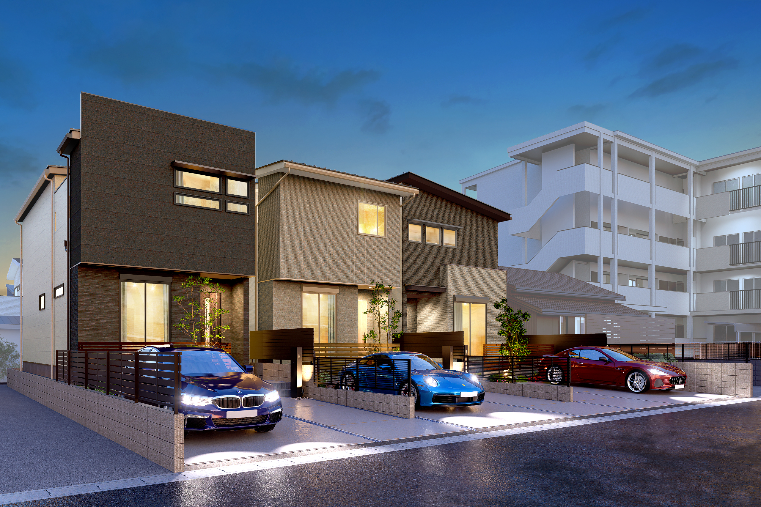 T-1、T-2、T-3/夜間外観完成イメージ