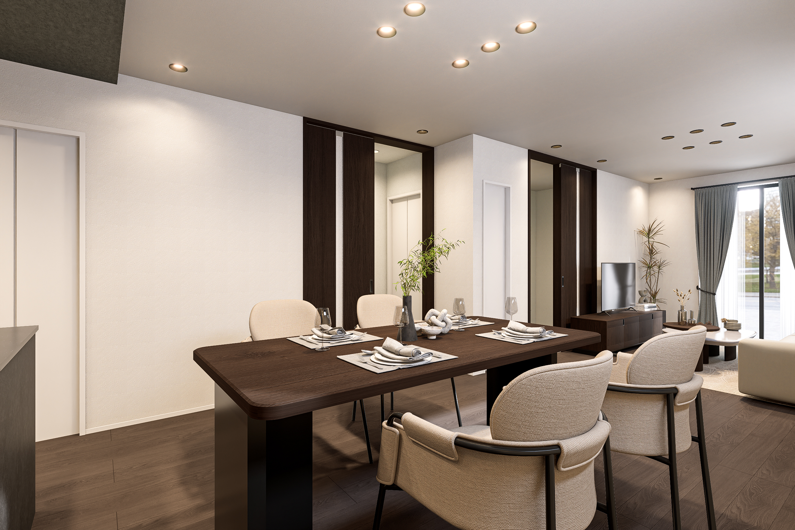 T-1/窓には電動シャッターが装備されているので、夜間や留守時の安全はもちろん災害時にも安心して過ごせます。