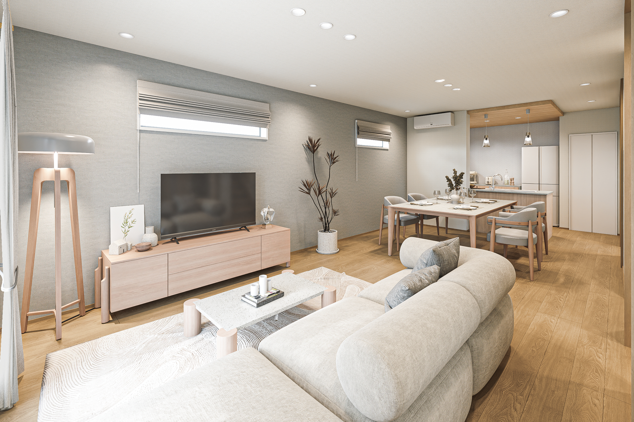 T-2／使う場所に、使う分だけの収納を。19.6帖の大空間を常に美しく保ち、家事動線までも整える、計算し尽くされた収納計画です。