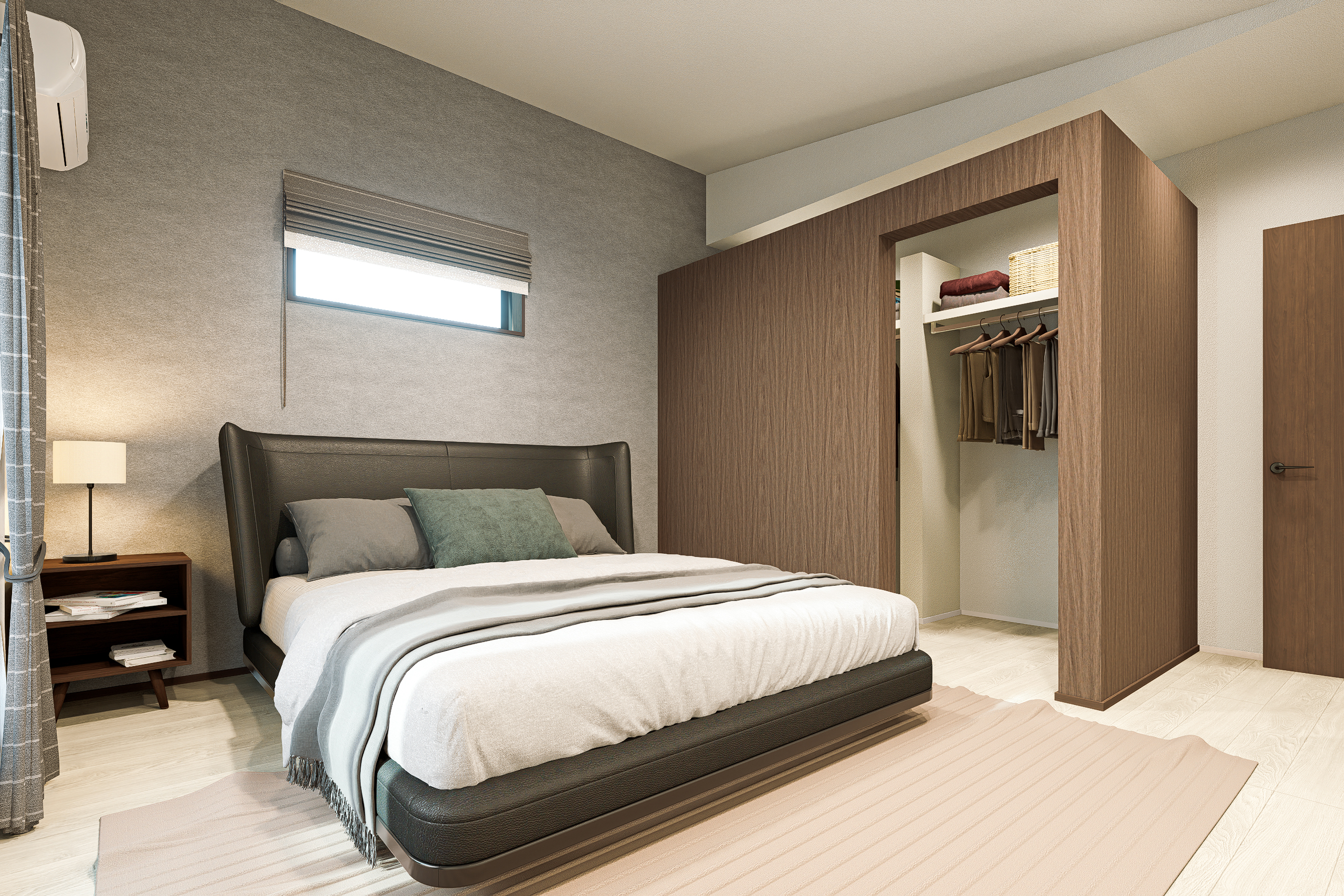 T-1/心地よい眠りを誘う、大人の空間。WIC付きで生活感を隠し、ゆったりとした時間を過ごせる主寝室です。