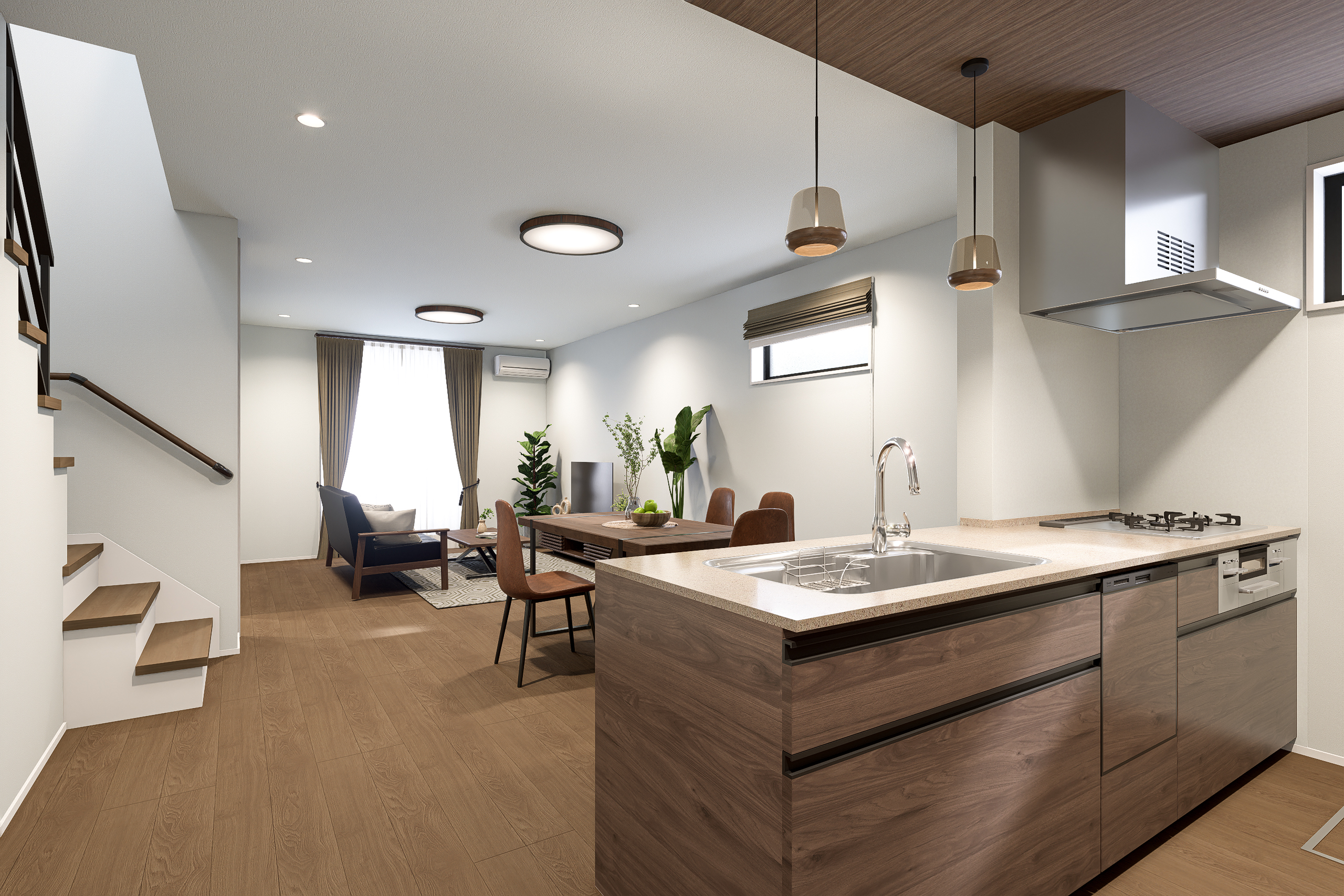 T-7/ウォールナットの温かみのある色合いが温もりをプラス。穏やかで上質なくつろぎのひと時をもたらします。