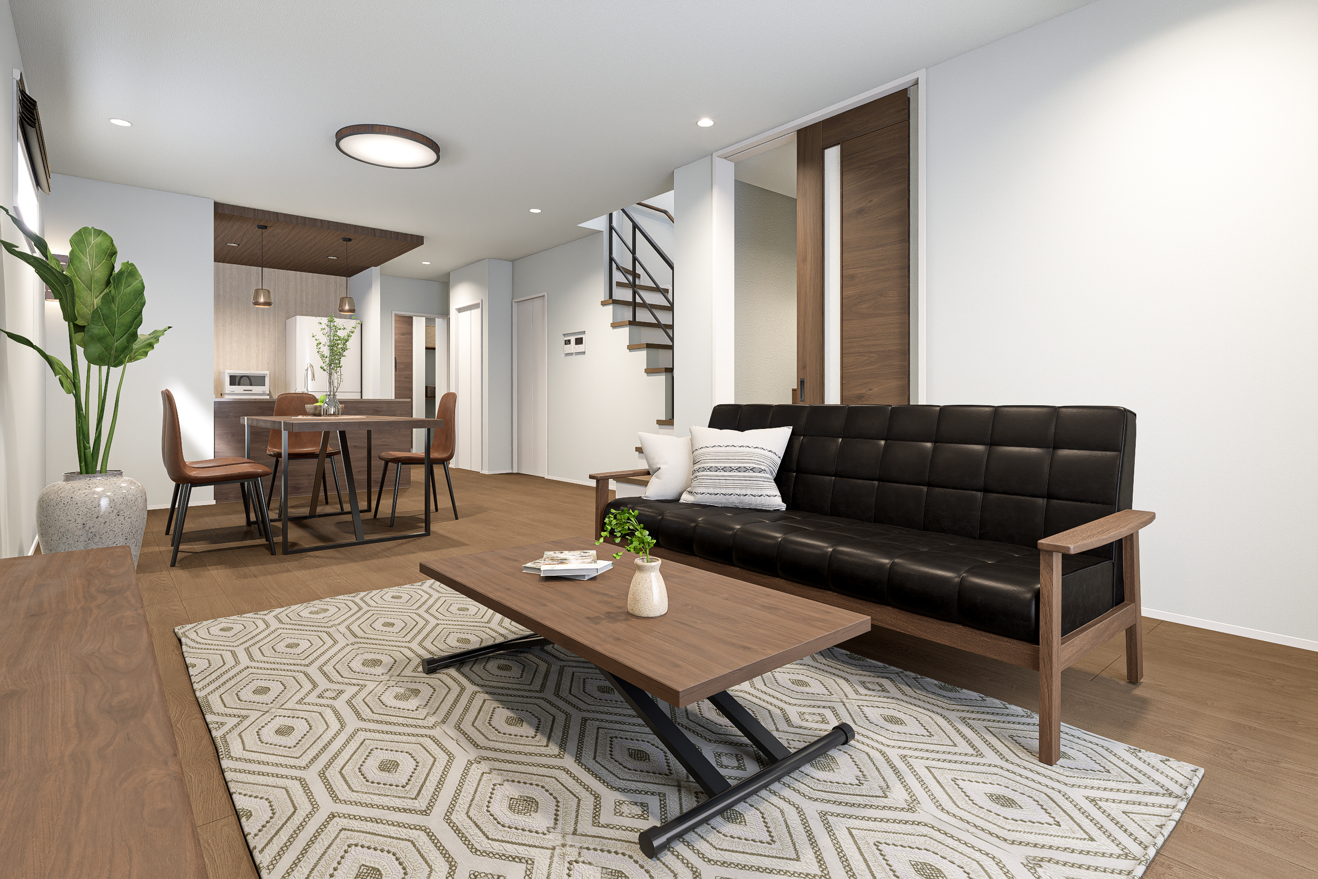 T-7/スタイリッシュモダンな空間デザインを取り入れたLDK。洗練された、ワンランク上の暮らしが実現。