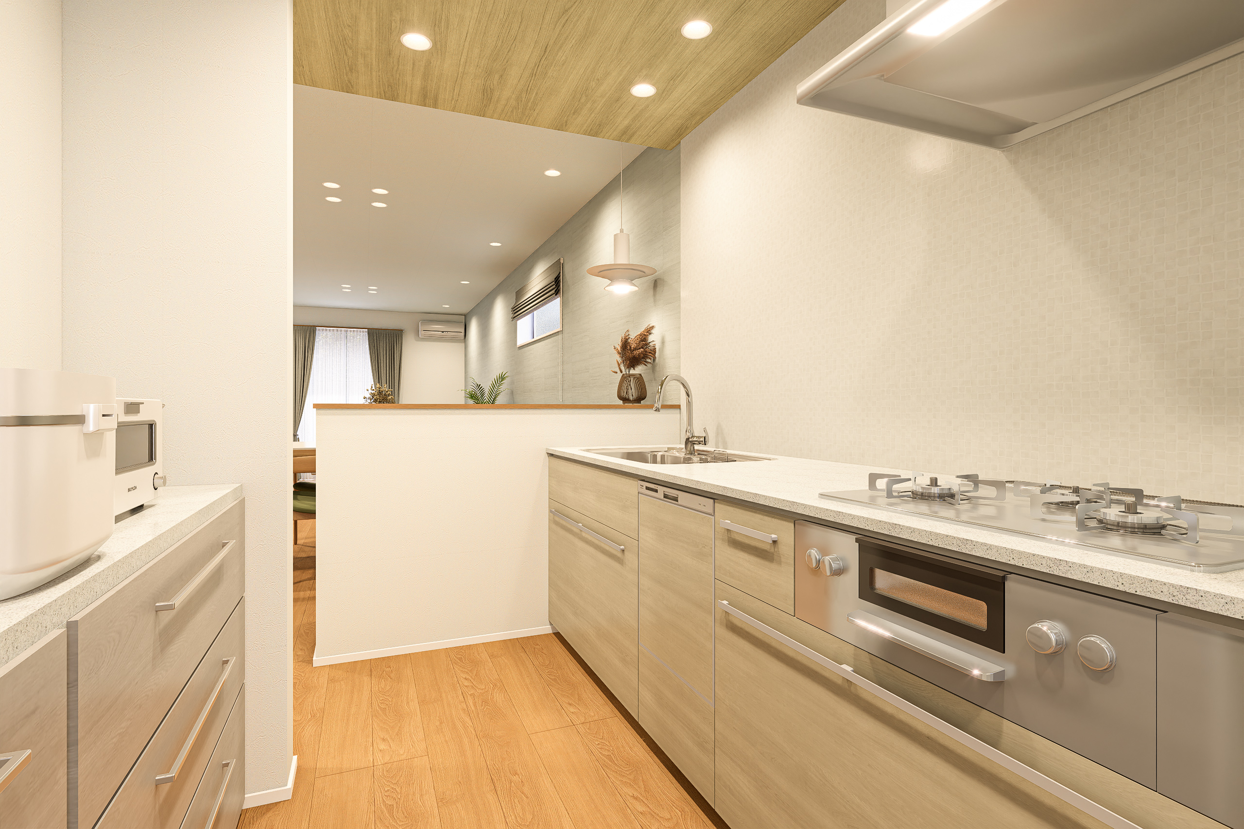 T-6/家族の気配を感じつつ、しっかりと調理に集中できる仕様だから食事の準備も自分のペースで楽しめます。