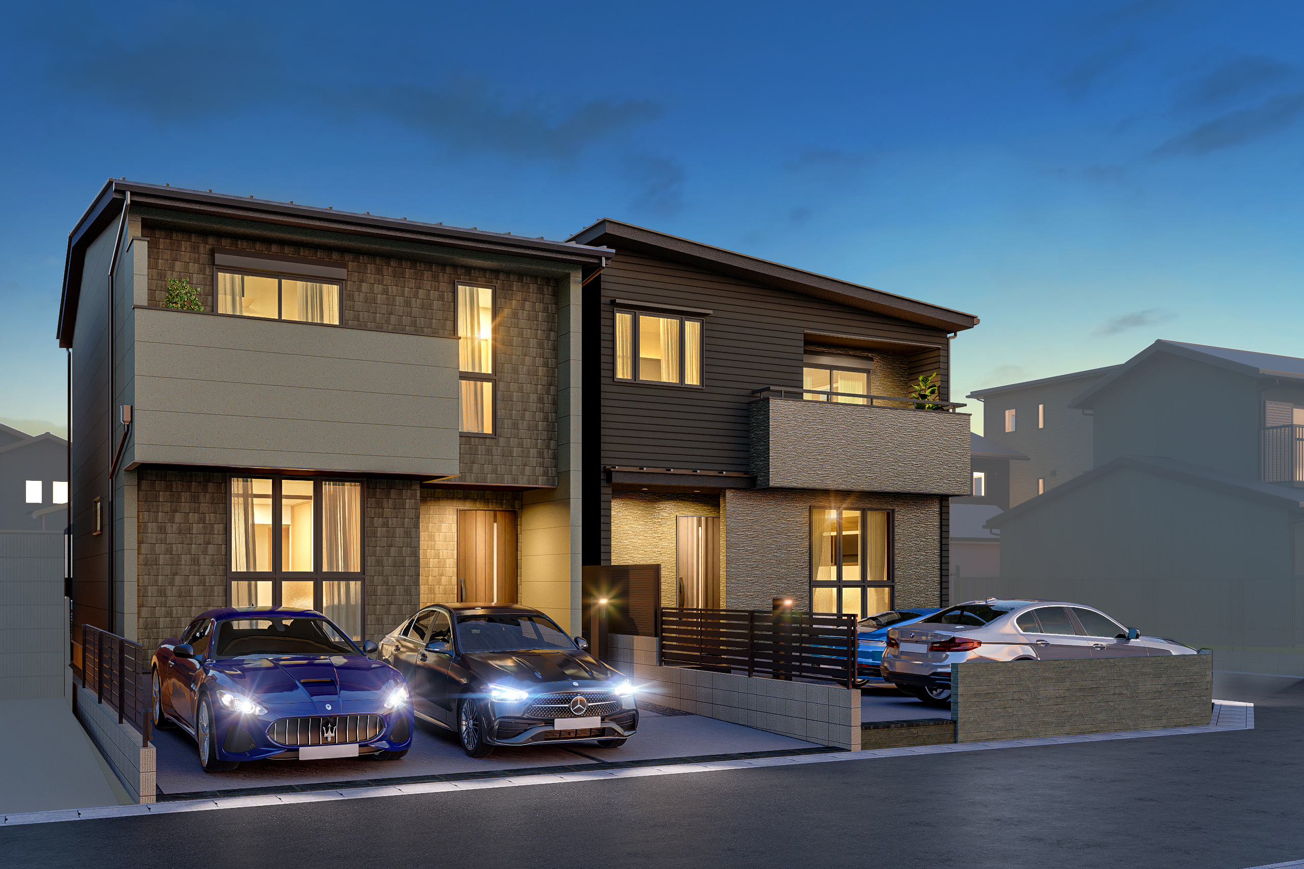 T-1、T-2／夜間外観完成イメージ