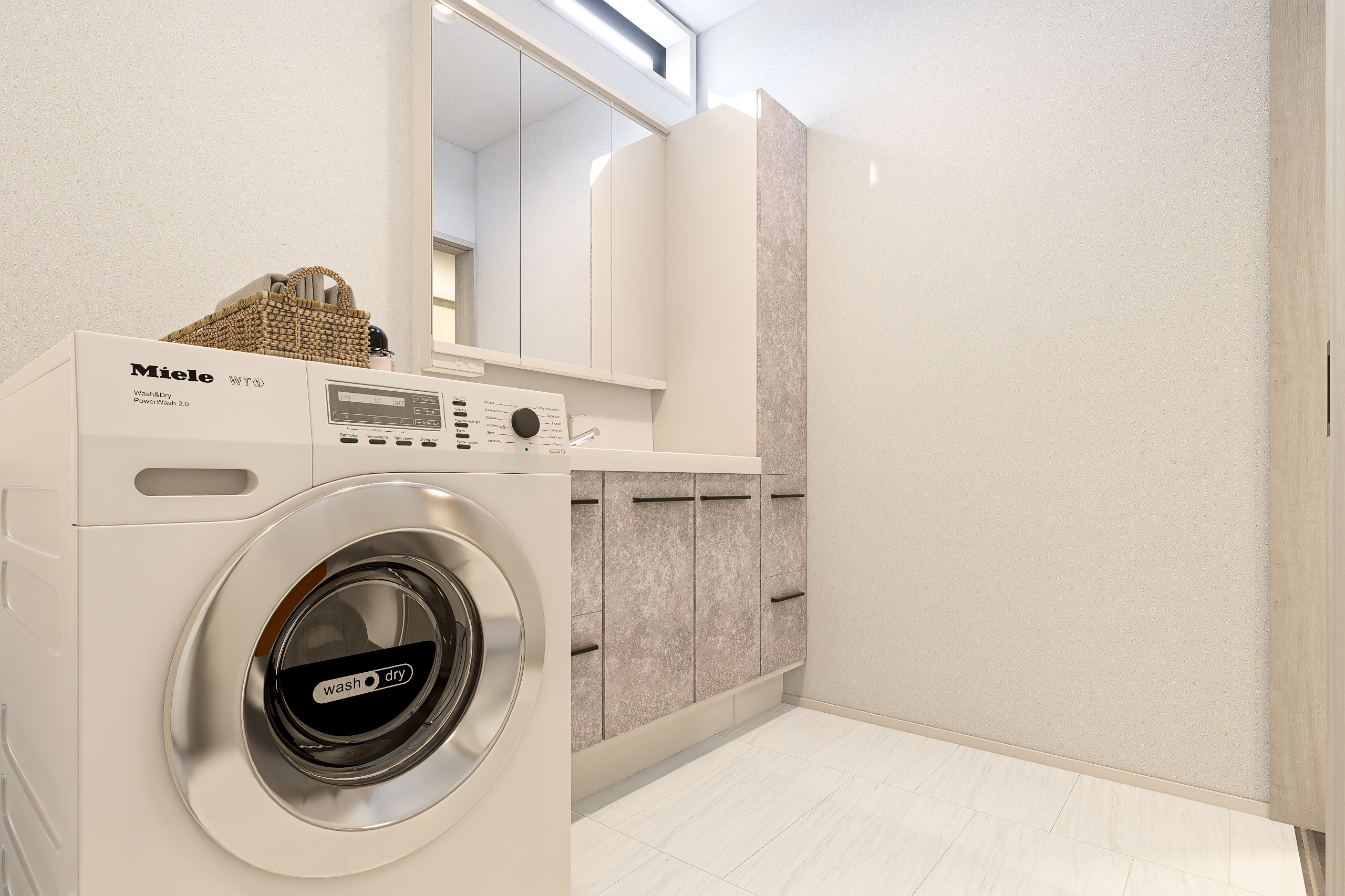 T-5/収納力のあるワイドな洗面台や洗濯機置き場など、毎日使うからこそ快適さを重視した仕様・プラン。