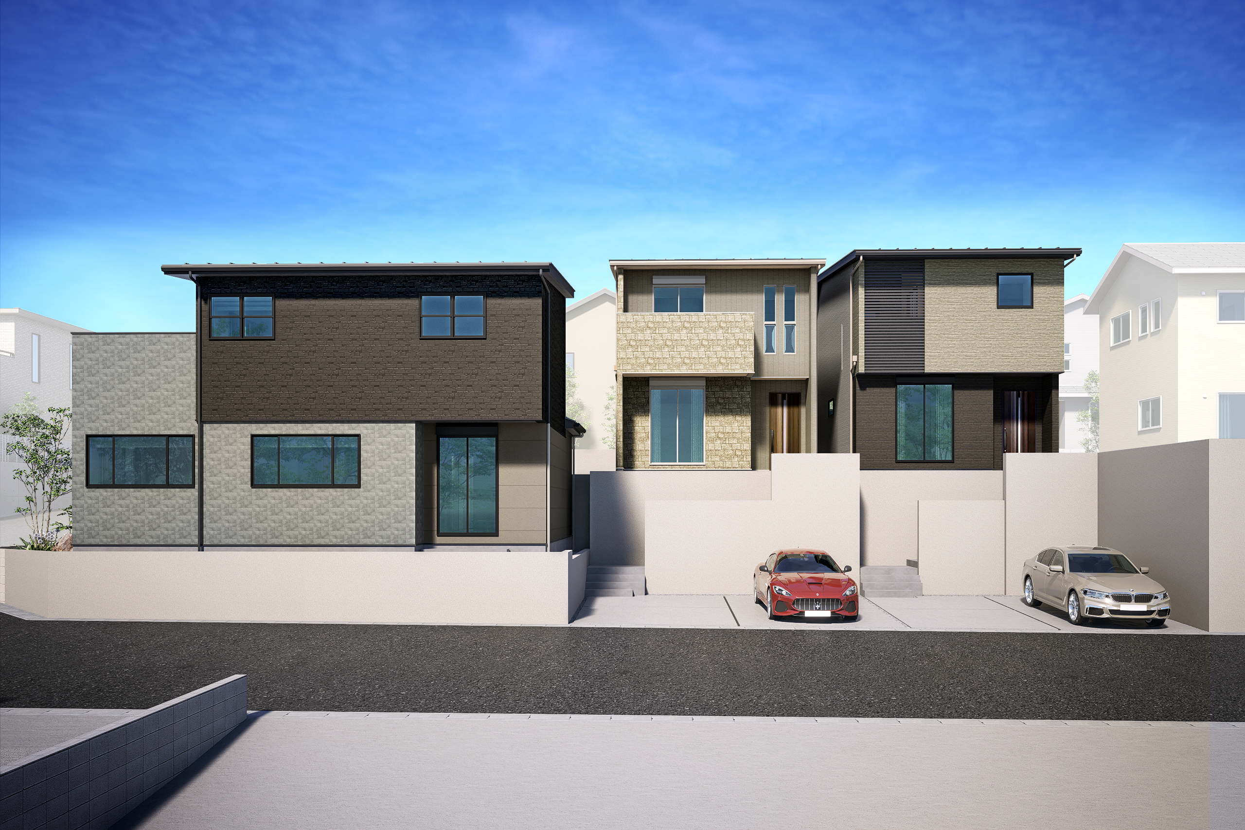 T-1（ご成約済み）T-2、T-3（販売中）■建築中の今ならカラーセレクトが可能！※詳しくは担当者までお問合せくださいませ。