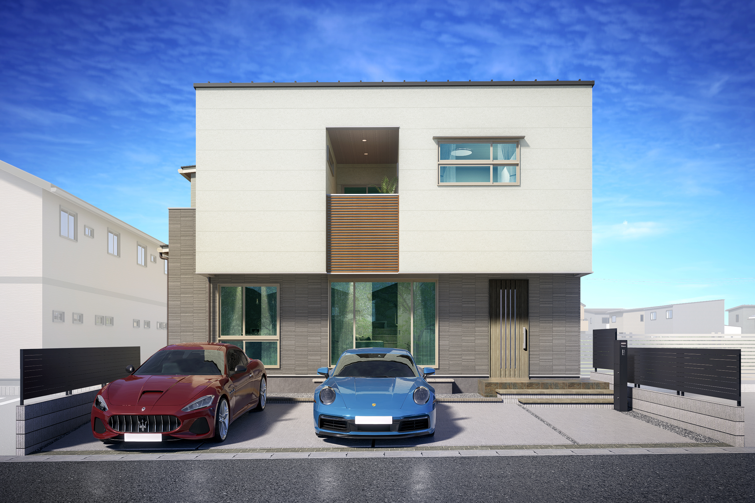 豊橋市西小鷹野の新築一戸建て｜「駐車4台」の頼もしさと、白基調の空間に心が和らぐ家