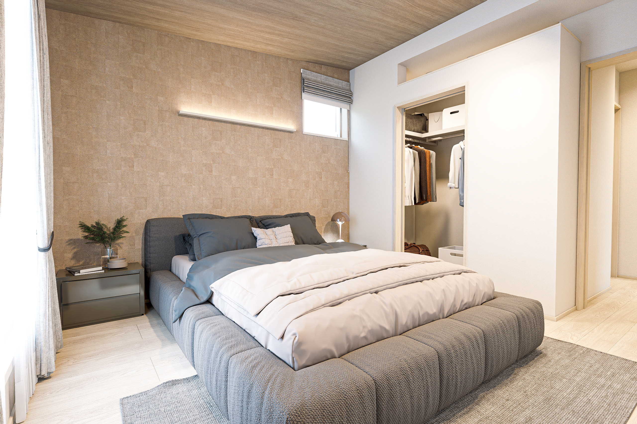 T-2/「ホテルのような心地よさに包まれる上質な寝室。寝支度も身支度も自然とスムーズに進み、毎日が少し贅沢になります。