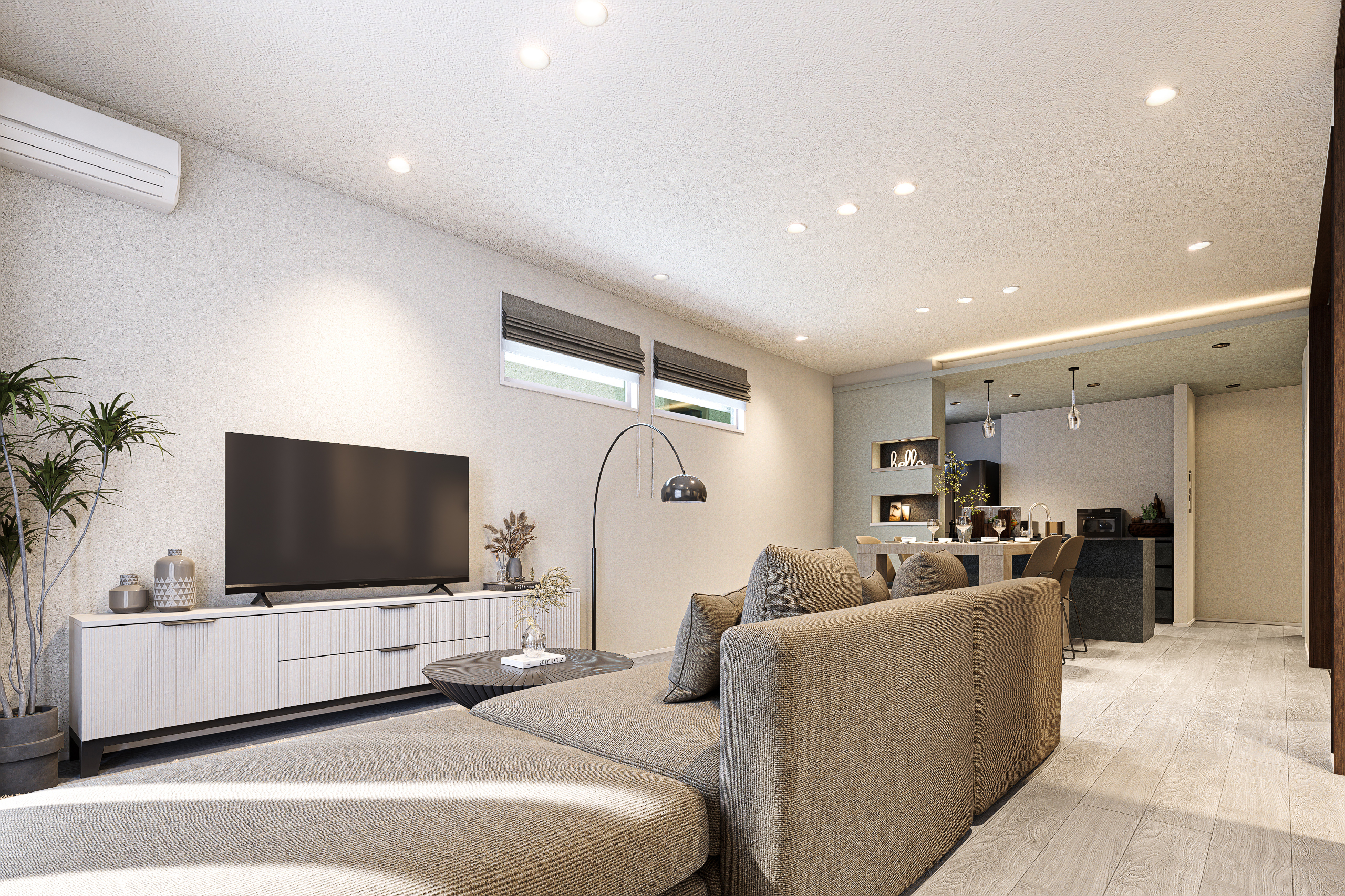 T-3／大型ソファやTVボードを置いても広々。家具配置の自由度が高いゆとりの空間で、理想のリビングが実現します。