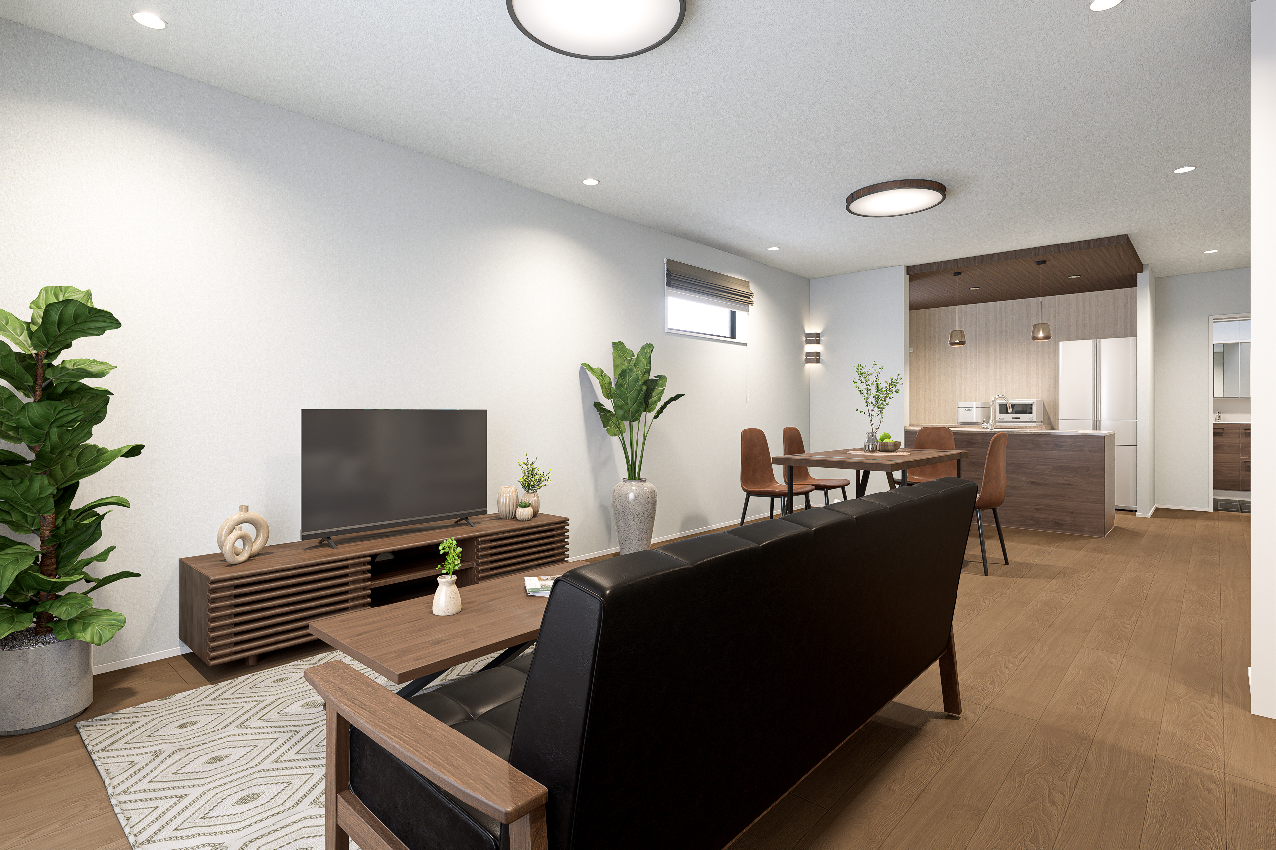 T-7/ワンポイントにどんなカラーを持ってきても絵になる空間。自分らしいレイアウトやインテリアが楽しめます。