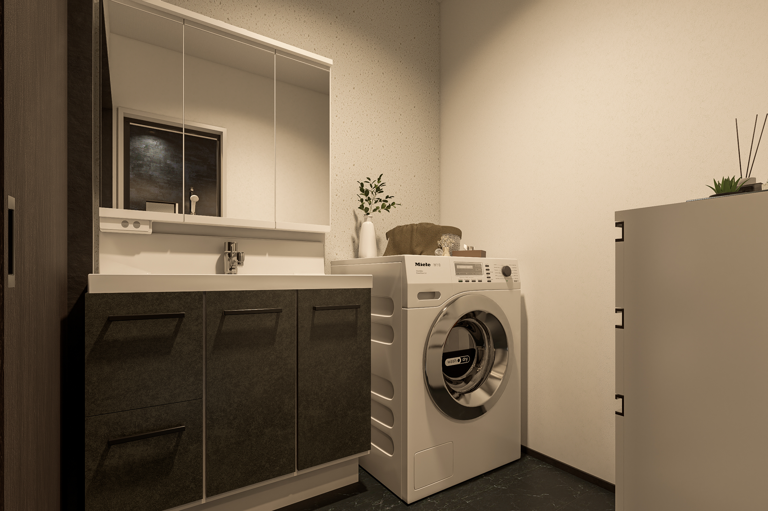 T-4/ゆとりある幅と収納力が魅力。2人並んでもストレスフリーな広々洗面空間で、朝の時間を豊かに。