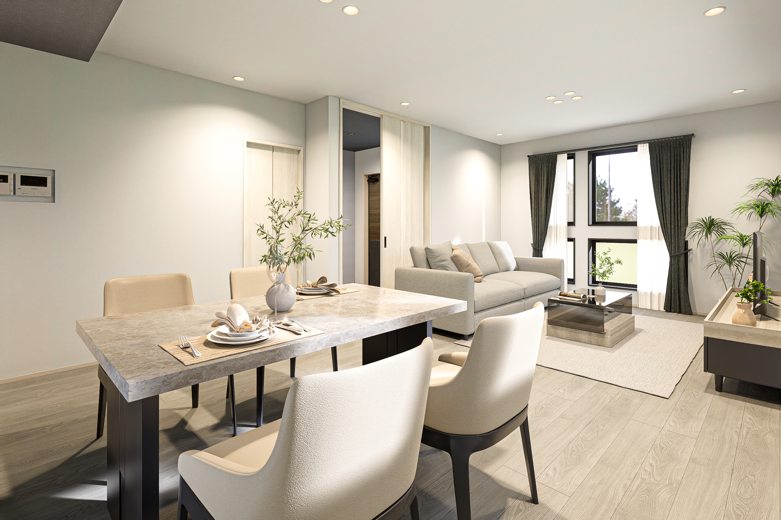 T-3／洗練された雰囲気でありながら、どこかホッと心が落ち着く温かみが感じられる穏やかな居室です。