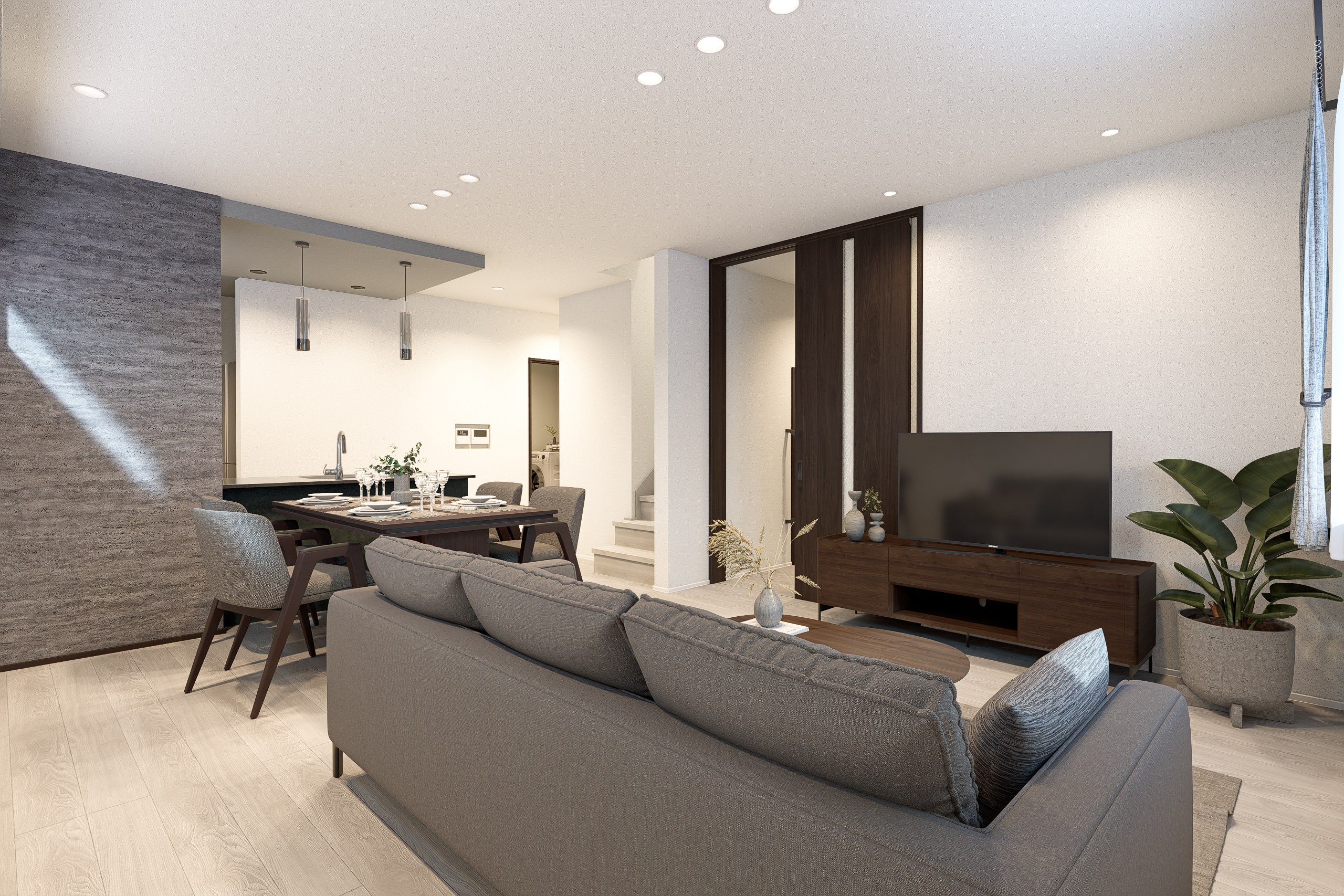 T-2/スタイリッシュモダンなセンスが光るLDK。ディープブラックを効かせたシティライクな洗練された空間。