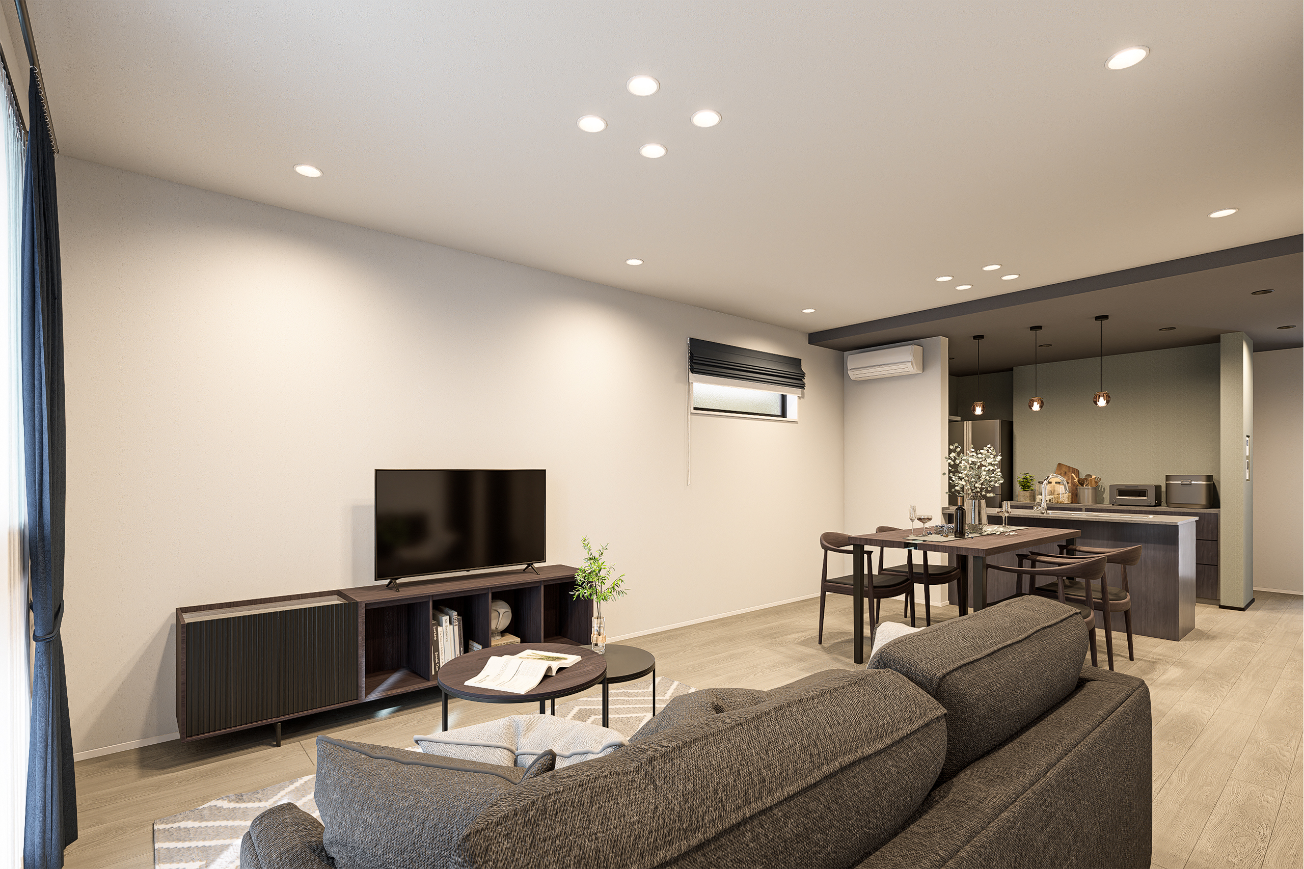 T-1／シンプルだからこそ質の良さが感じられる、こだわりの空間。18.8帖とゆとりある広さで暮らしに寄り添います。