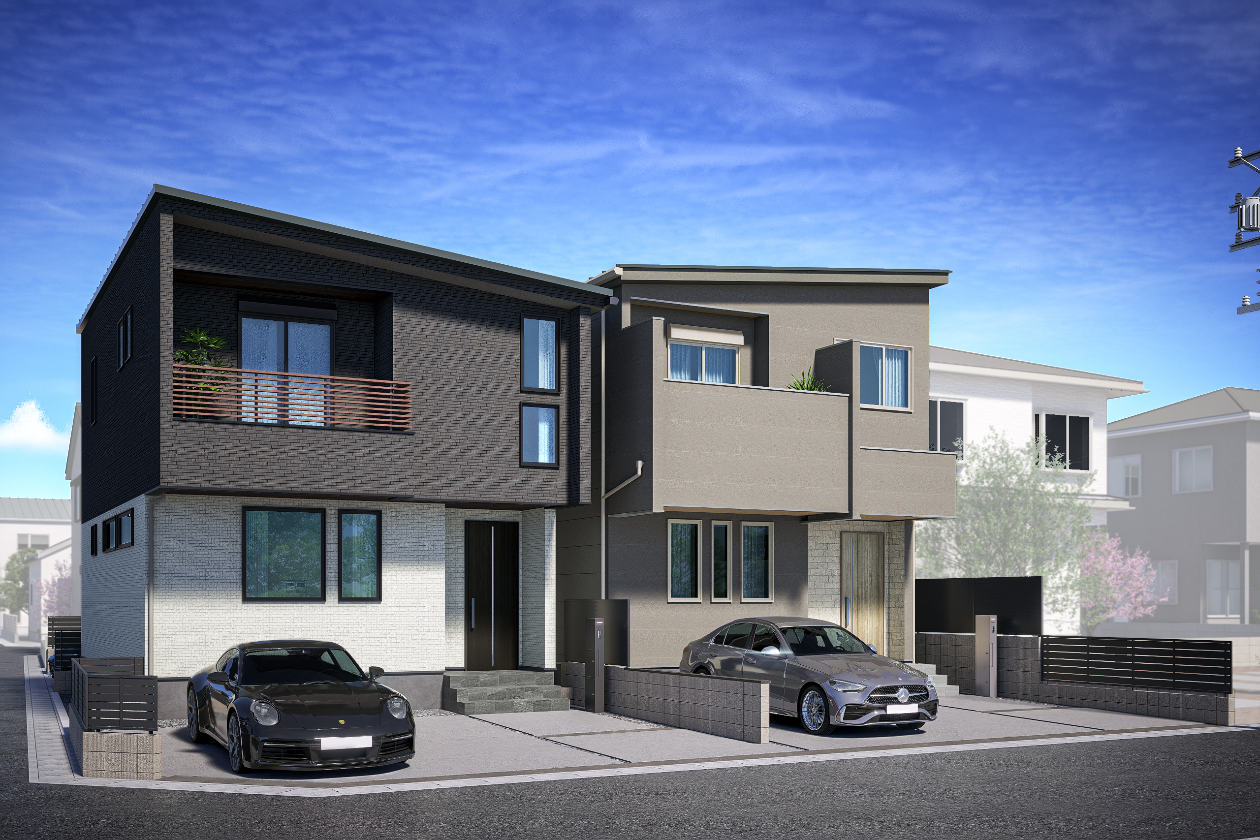 T-2、T-1/意匠性の高い外壁は雨で汚れを洗い流すことでメンテナンスの手間を省き、美しさが長持ち。