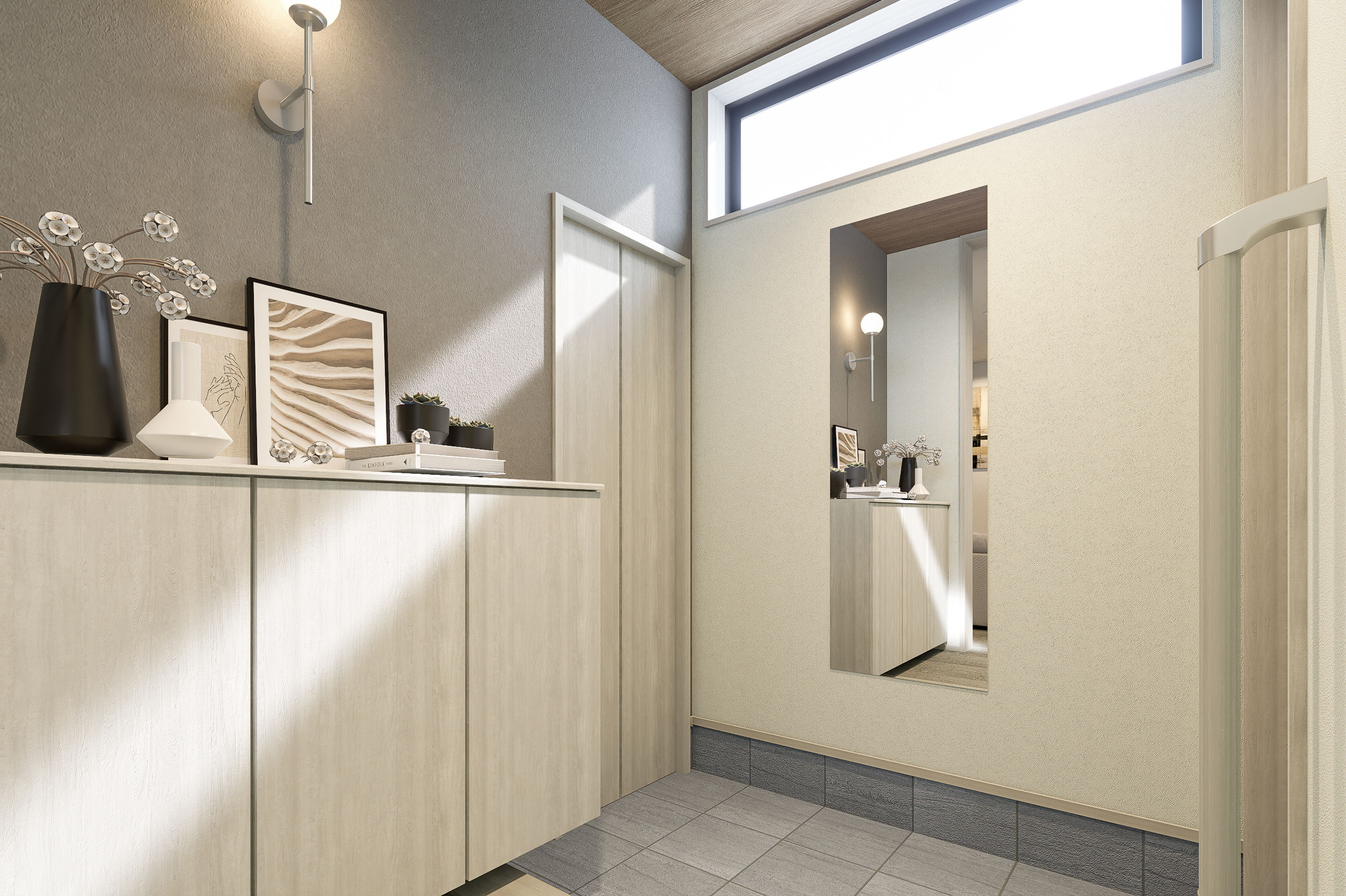 T-1/フロートタイプのシューズボックスはお掃除がしやすく、SIC併設で整理整頓が叶い、毎日キレイが続きます。