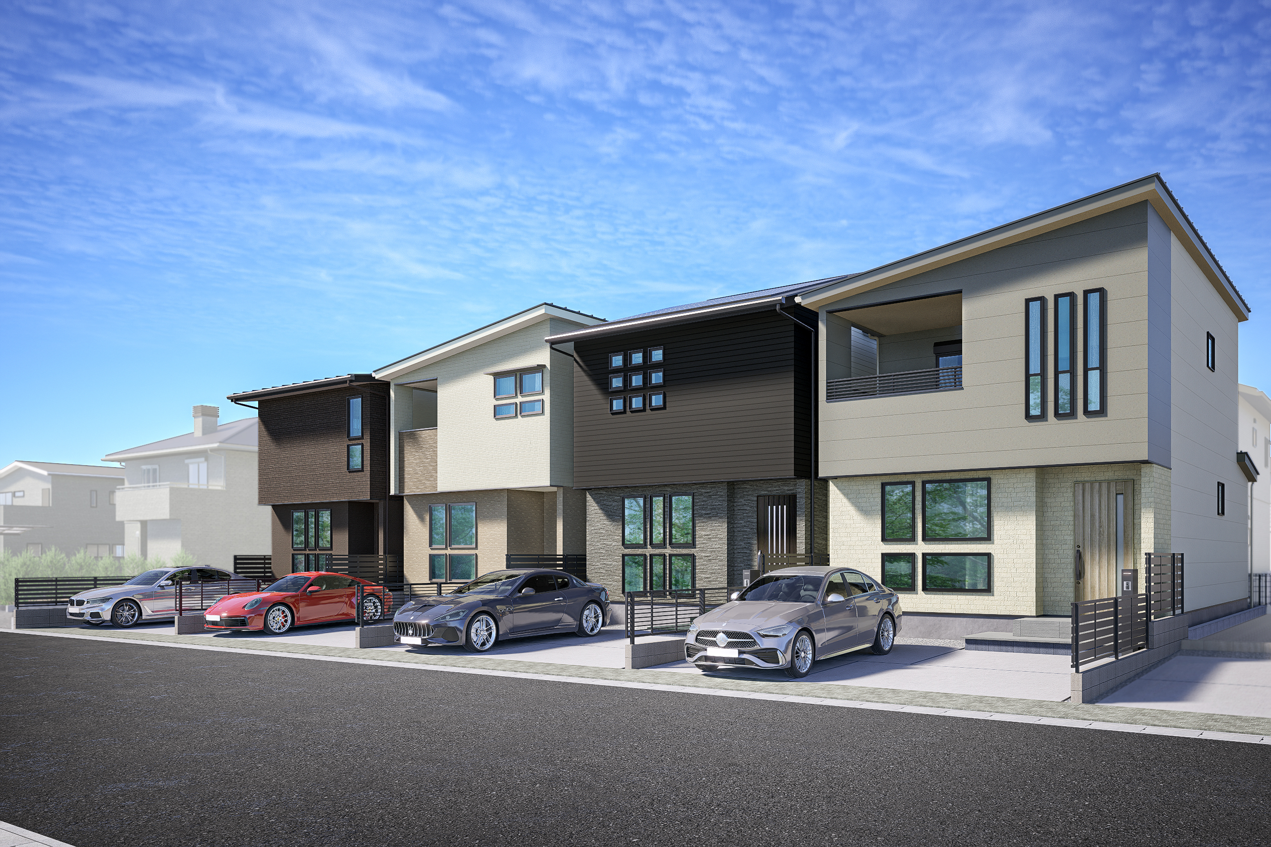 T-1、T-2（申し込み）、T-3、T-4／外観完成予想図