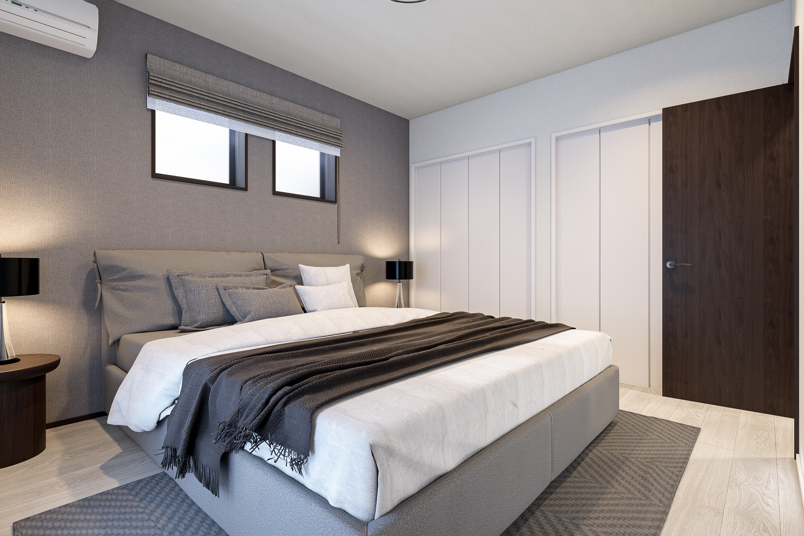 T-2/主寝室にはCLを2面配置し、夫婦それぞれの衣類収納がしやすい仕様に。バルコニーが隣接で家事動線スムーズ。