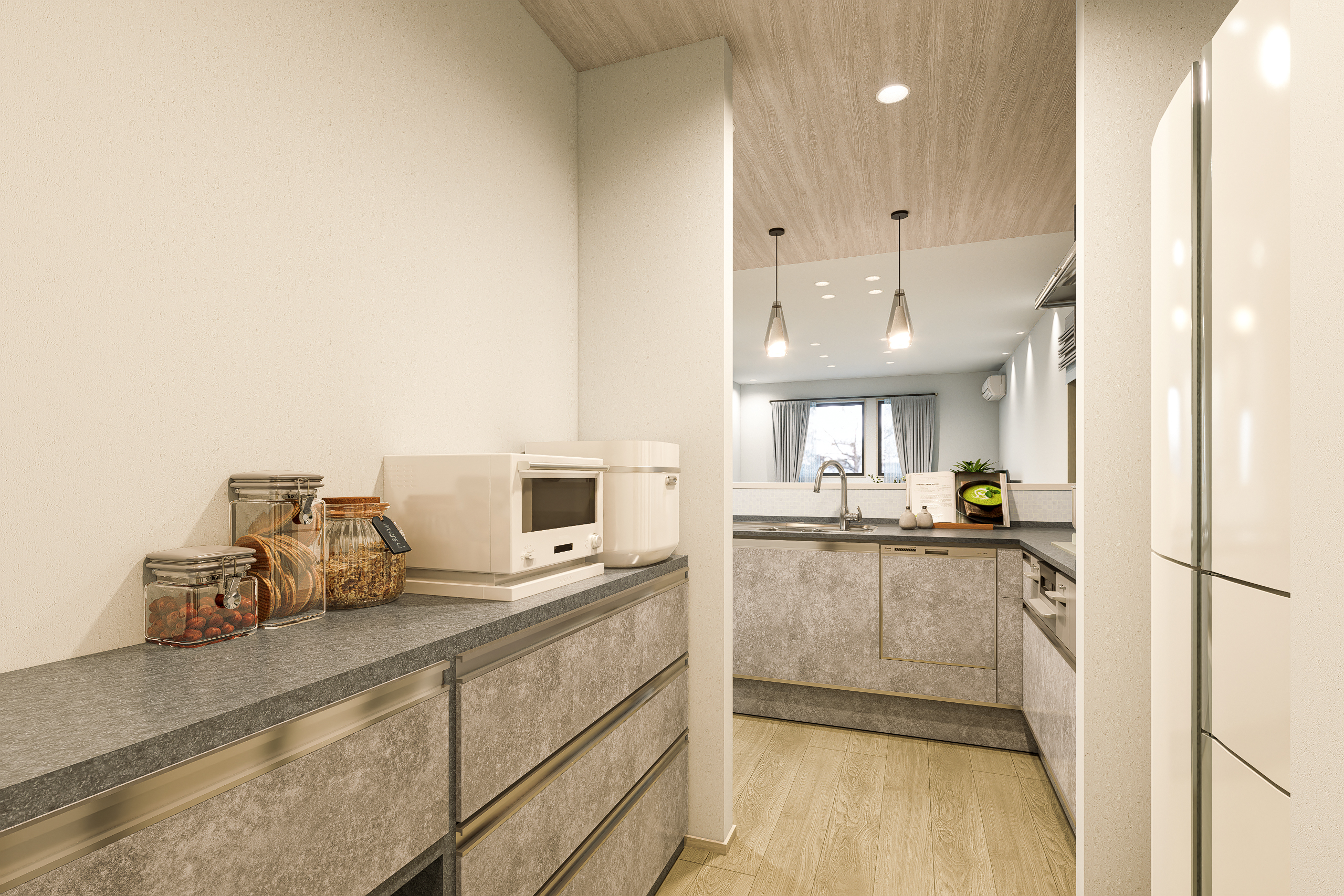 T-4／キッチン背面収納スペース完成予想図