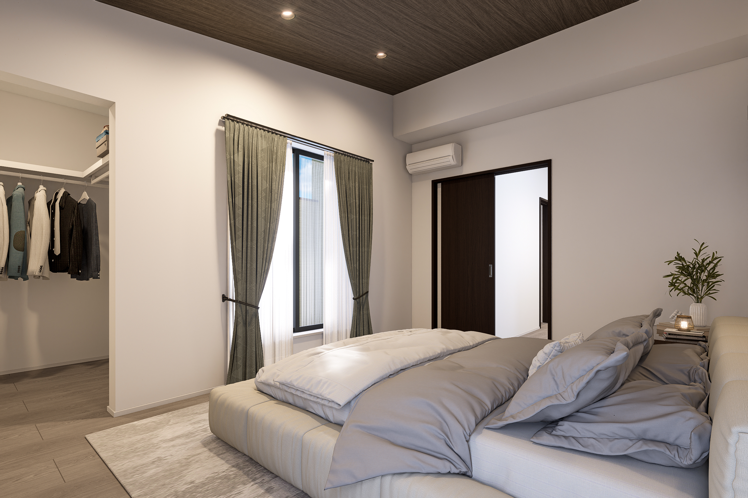 T-1／9.4帖の主寝室はバルコニーとWICが併設された、爽やかな陽差しで満たされる気持ちの良い空間。