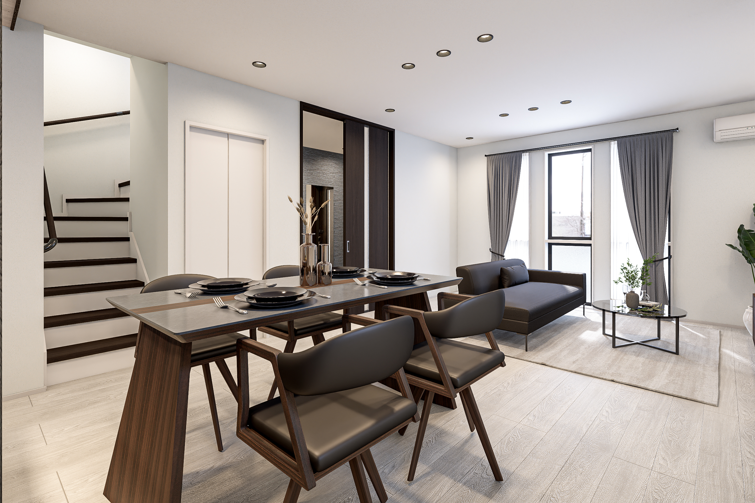 T-1/優れた断熱性能で一年中快適!リビング階段を採用しても床暖房付きだから冬でも足元からポカポカと温まります。