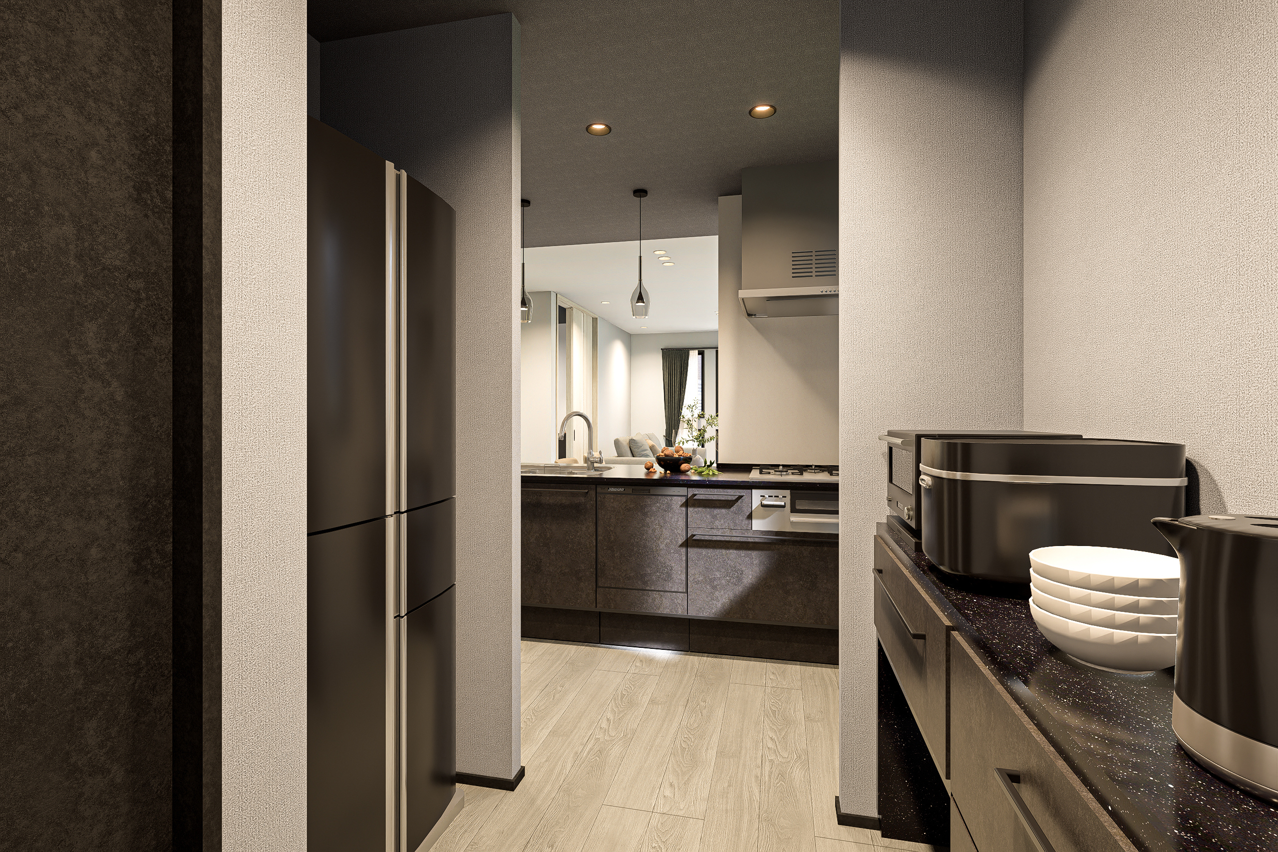 T-3／キッチン背面パントリースペース