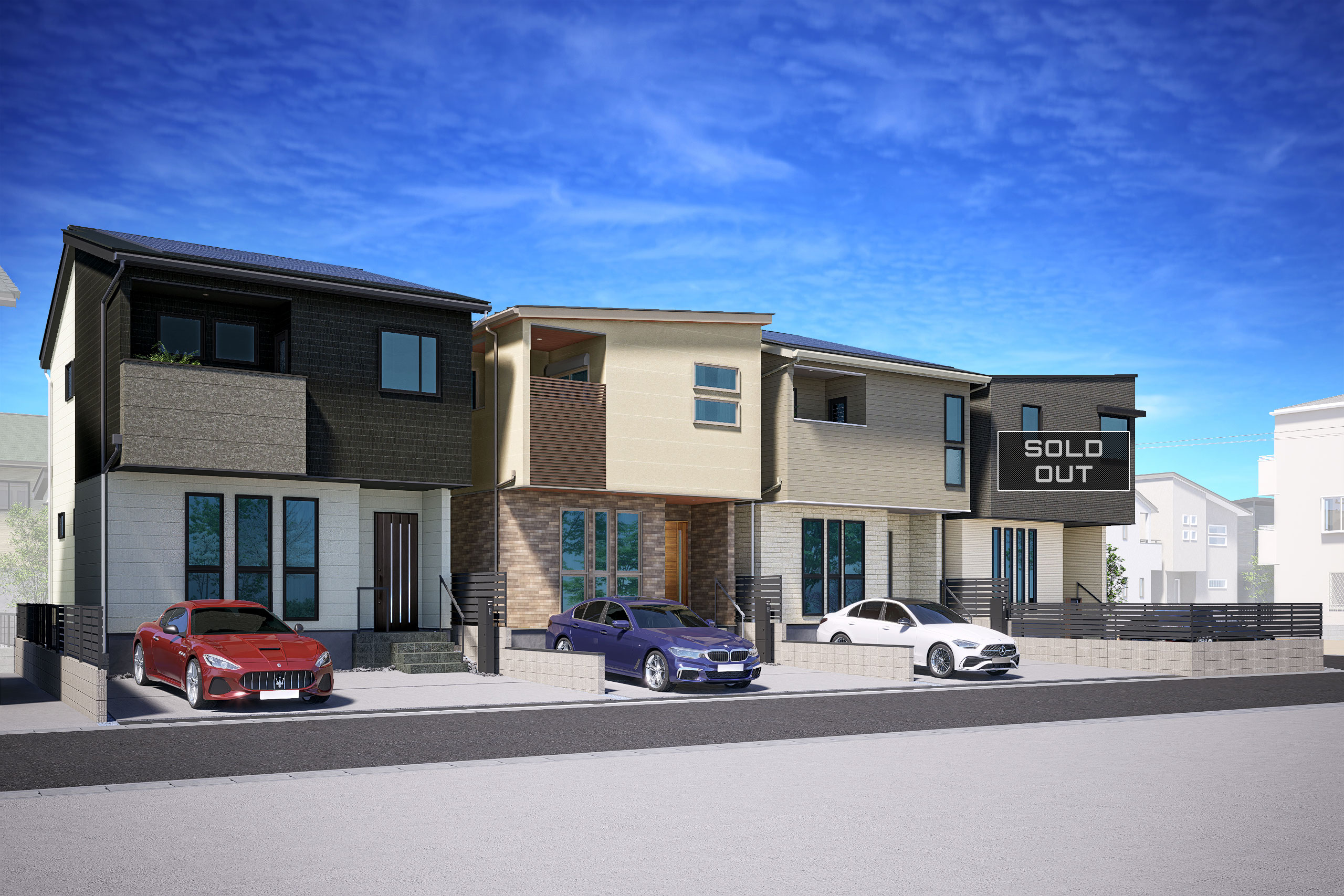 T-1、T-2、T-3、T-4(ご成約済み)/都会の喧騒を離れ、自然と都市機能が調和した街でのびやかな暮らしを育めます。