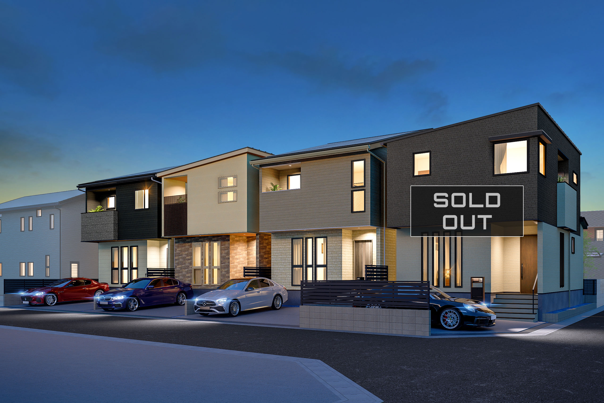 T-1、T-2、T-3、T-4(ご成約済み)/夜間外観完成イメージ