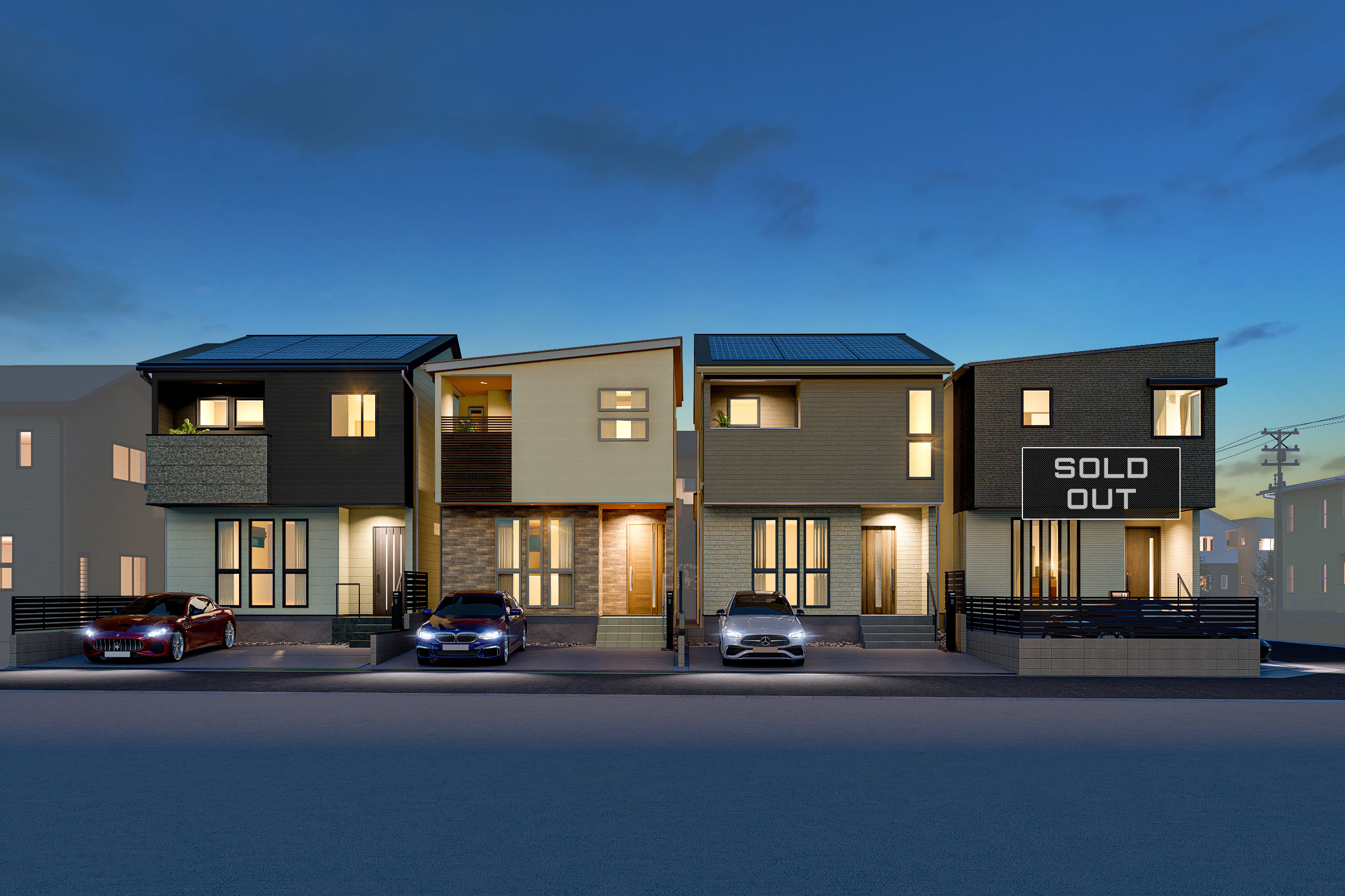 T-1、T-2、T-3、T-4(ご成約済み)/駅徒歩10分の利便性がありながら、公園や商業施設も充実した穏やかな住環境。