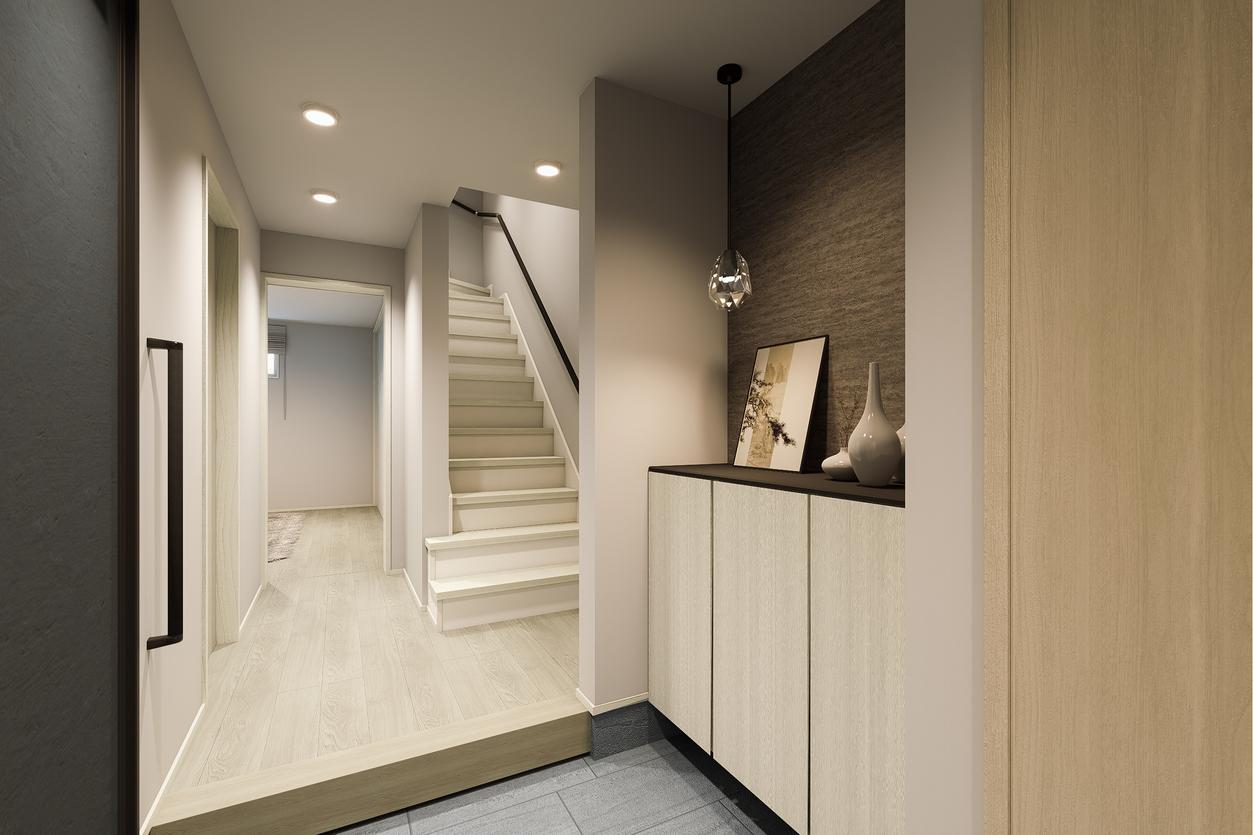 T-3/シューズボックス&物入れ&SICでスッキリと片付き、美しく整った玄関は、通る度に心が和みます。