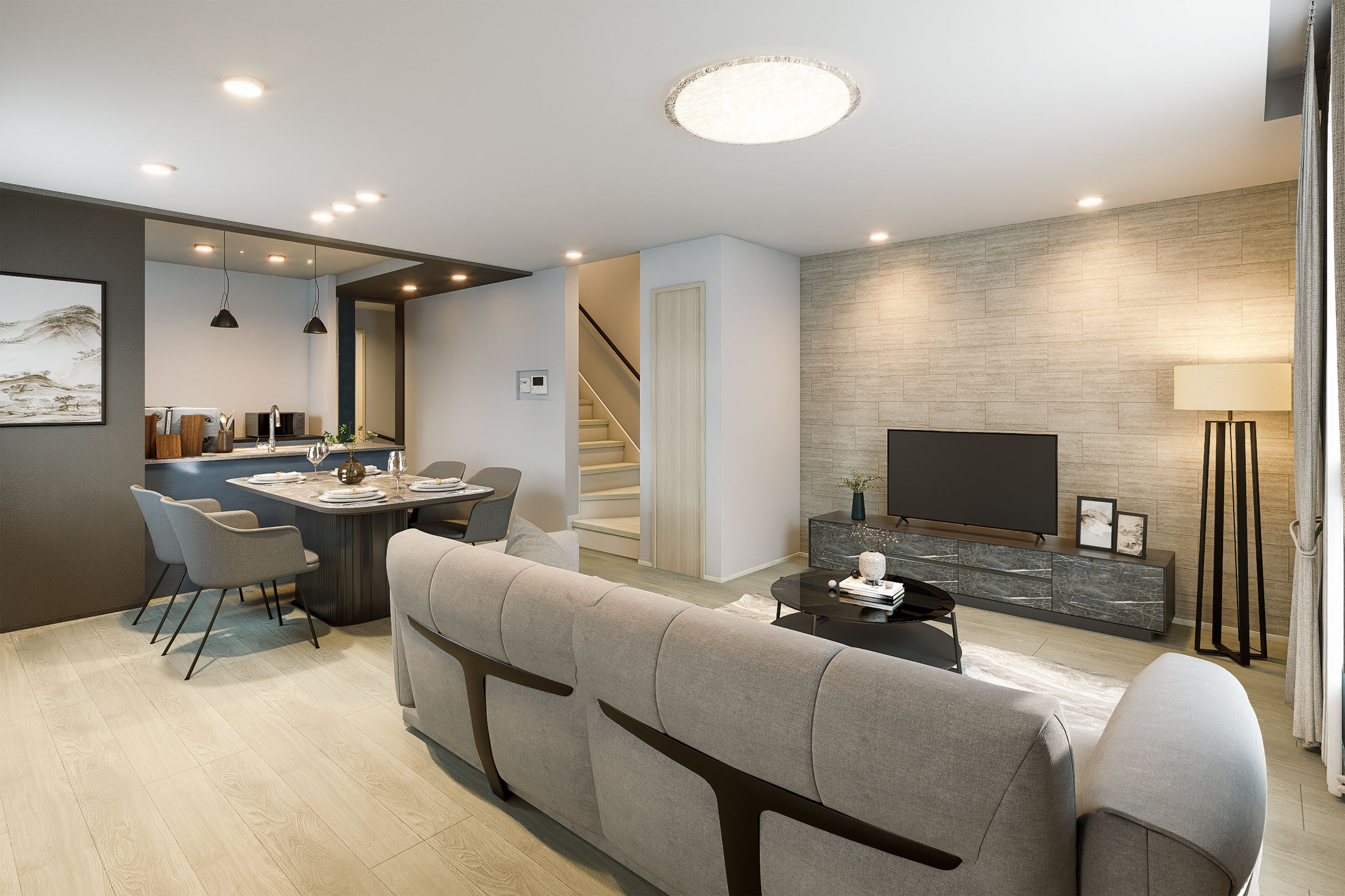 T-3/キッチン・浴室・洗面などの水回りをLDKと同じ階に集約することで、家事効率が劇的にアップします。