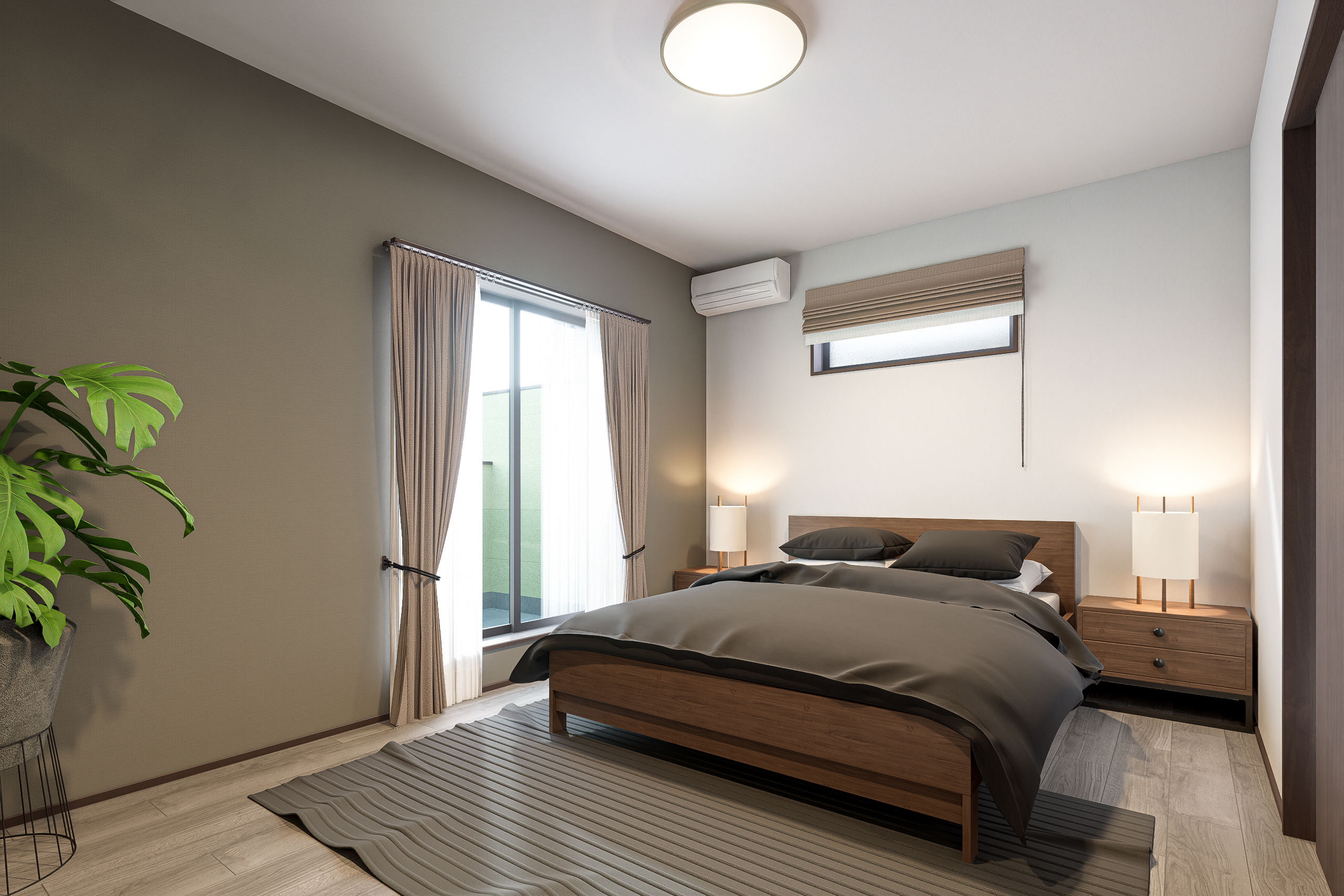 T-3／広々とした10.1帖の主寝室。シックな内装がホテルライクな心地よさを演出。衣類をまとめてしまえるWIC付き。