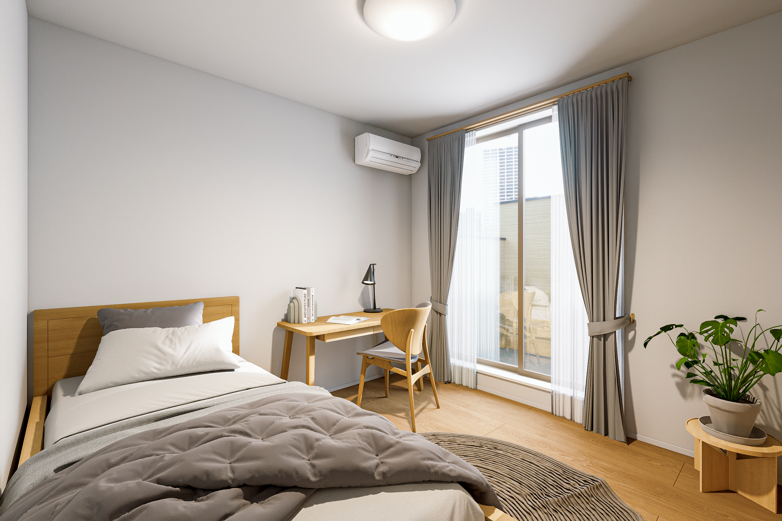 T-2/大型バルニーが隣接する洋室は子供部屋や在宅ワーク、さらにはゲストルームなど多目的に利用できます。