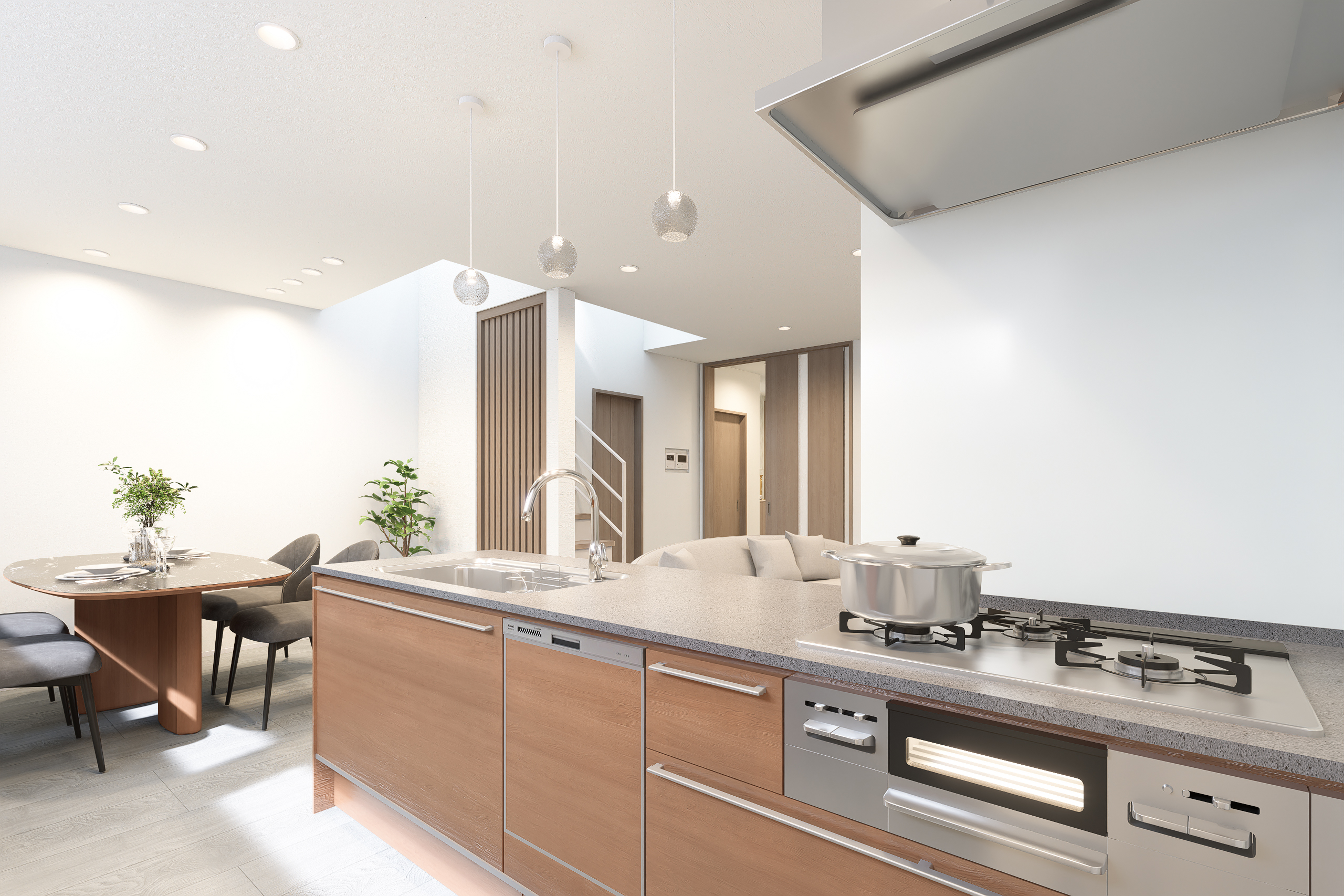 T-5／キッチンには高級感溢れるフィオレストーンのカウンタートップを採用。傷や汚れに強いので美しさが長持ち。