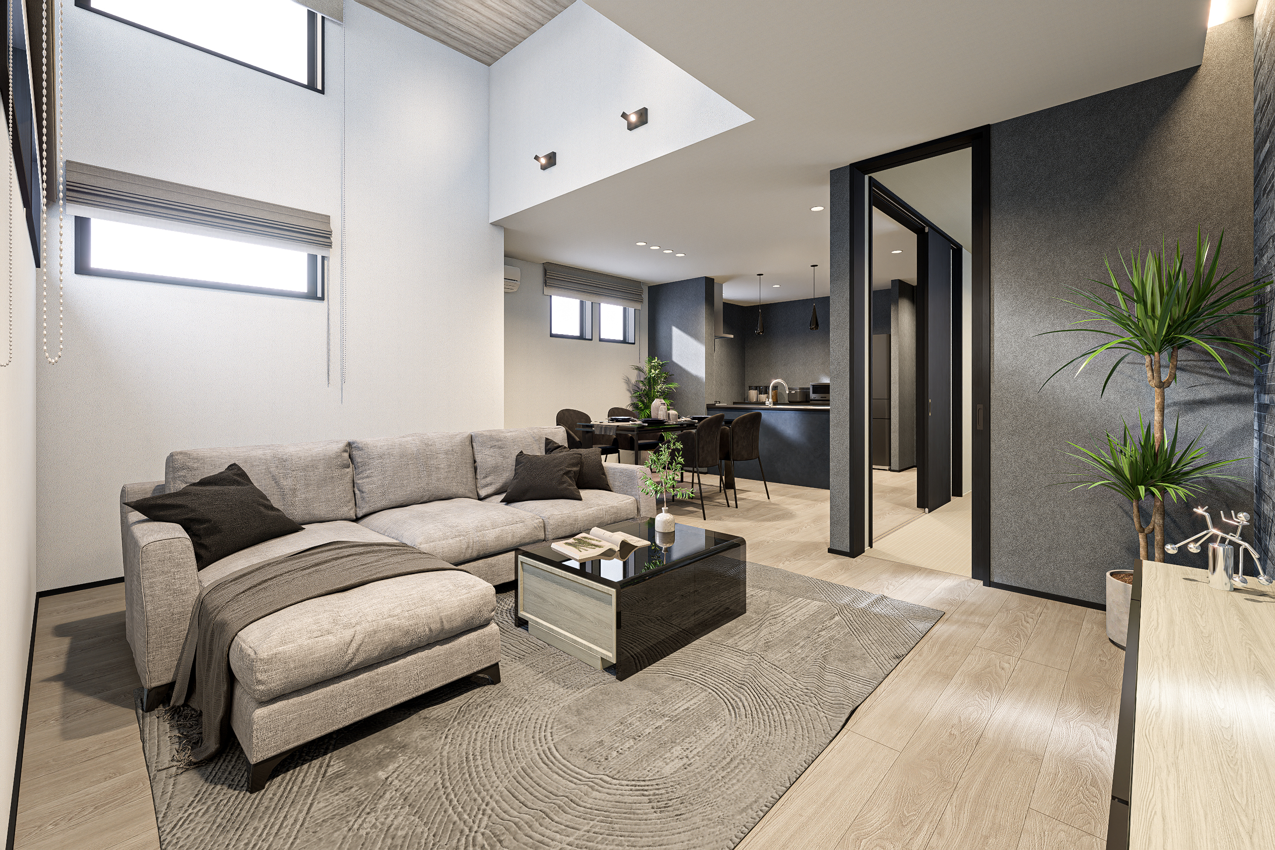 T-1/高天井のリビングや大型インナーバルコニー、サービスルームを備えた独創的な間取りが魅力的!