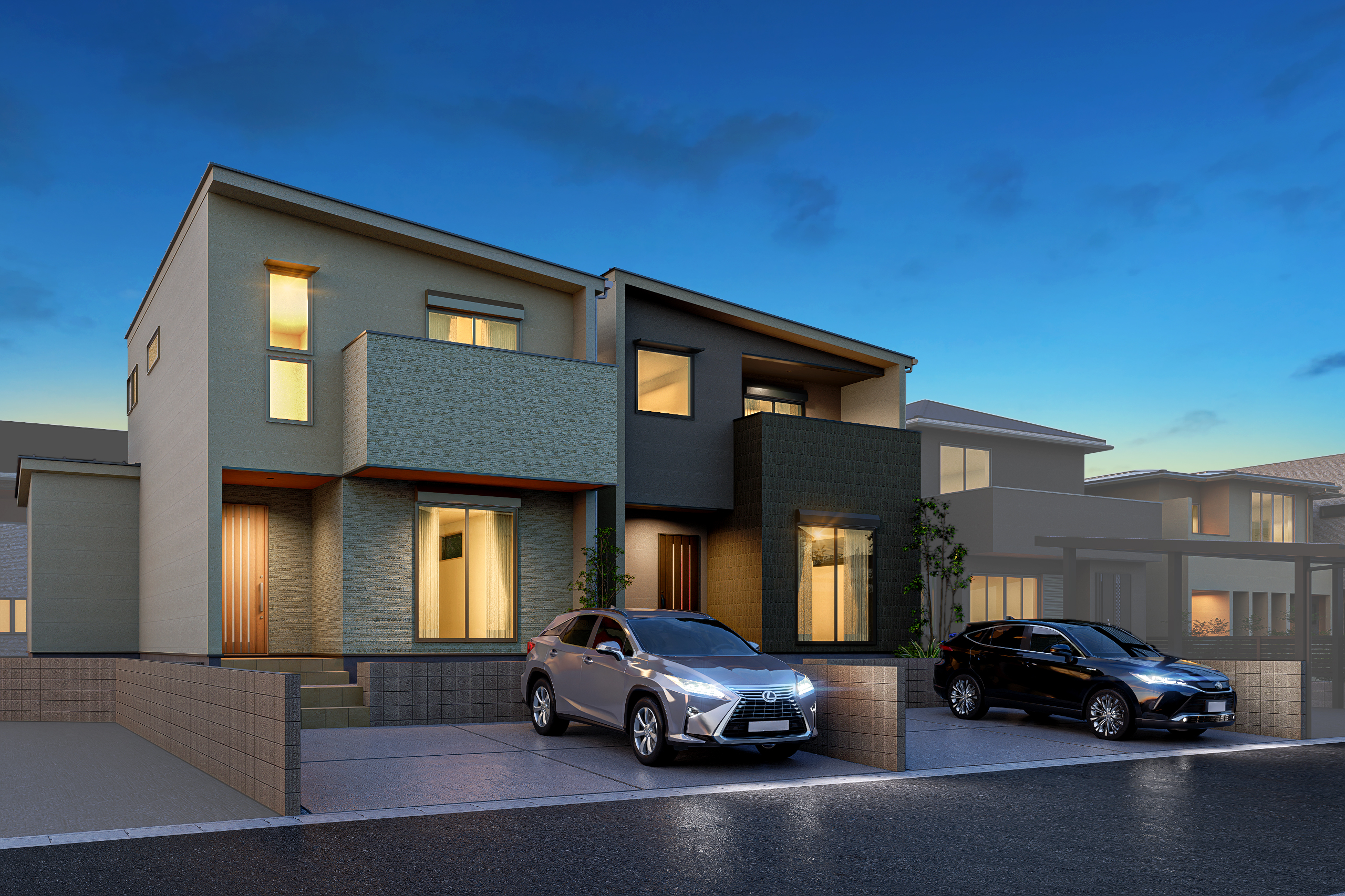 T-1、T-2/夜間外観完成予想図