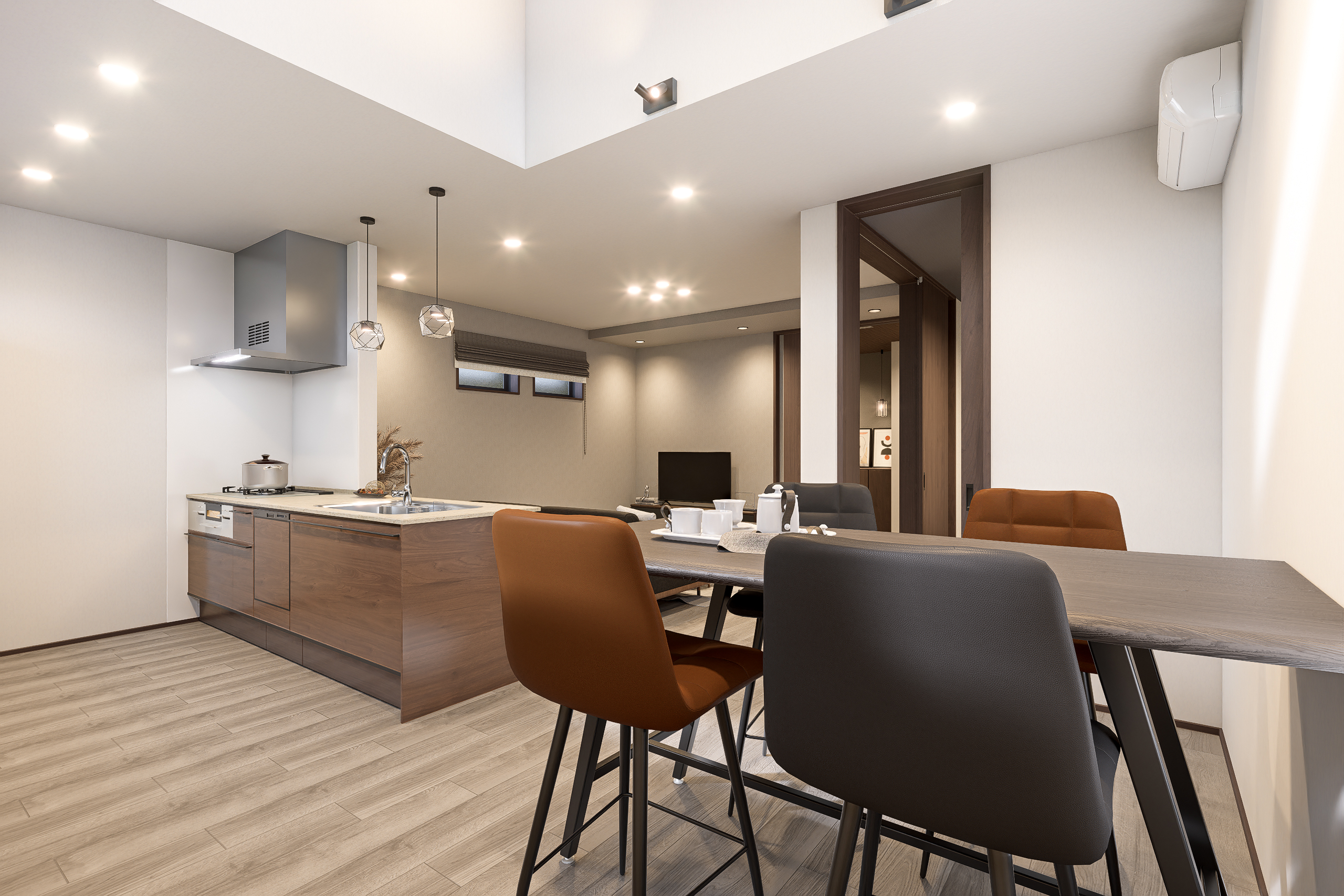 T-3／機能的で開放的なダイニング。明るい陽差しに包まれながら、家族と過ごす時間をゆったりと過ごせます。