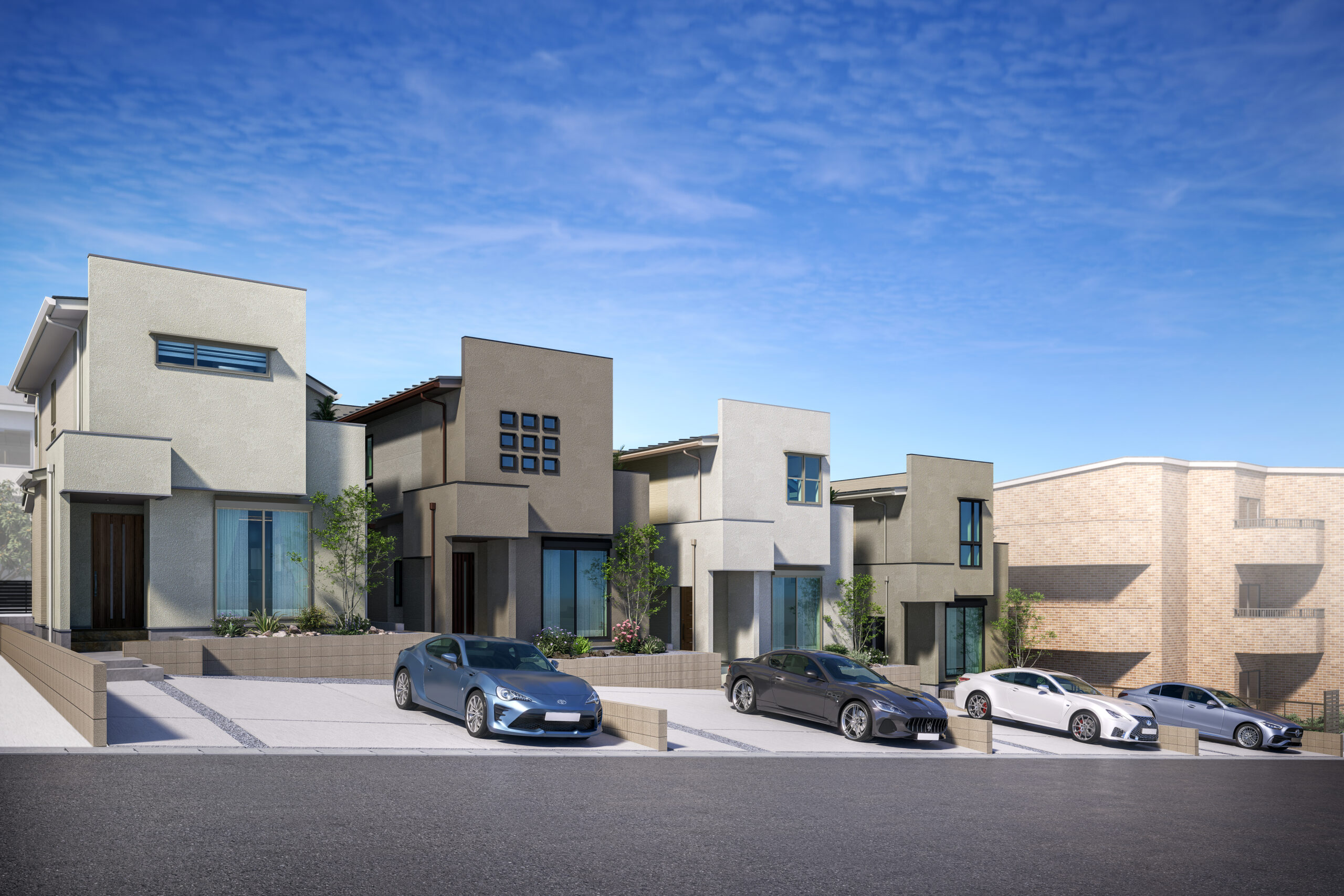 T-1、T-2、T-3、T-4／閑静な住宅街にあり、四季の移ろいが感じられる公園を見下ろす穏やかな立地。 ※イメージとなります