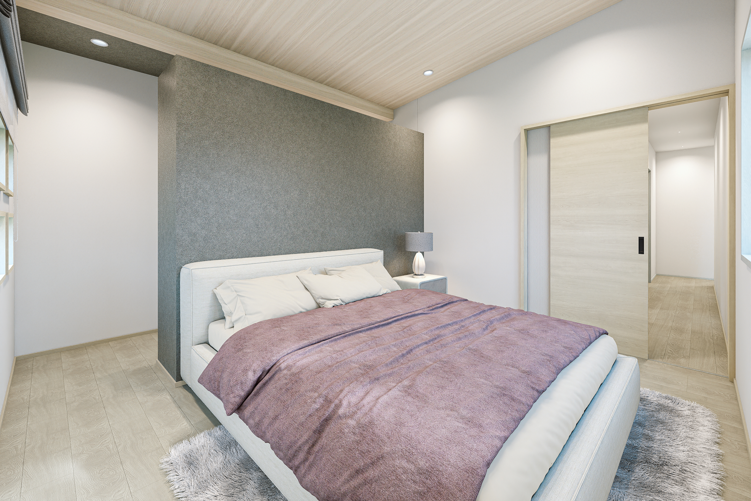 T-2/大きなベッドを置いてもゆとりのある、9.0帖の開放的な主寝室。ご夫婦のプライベートタイムを大切に育みます。